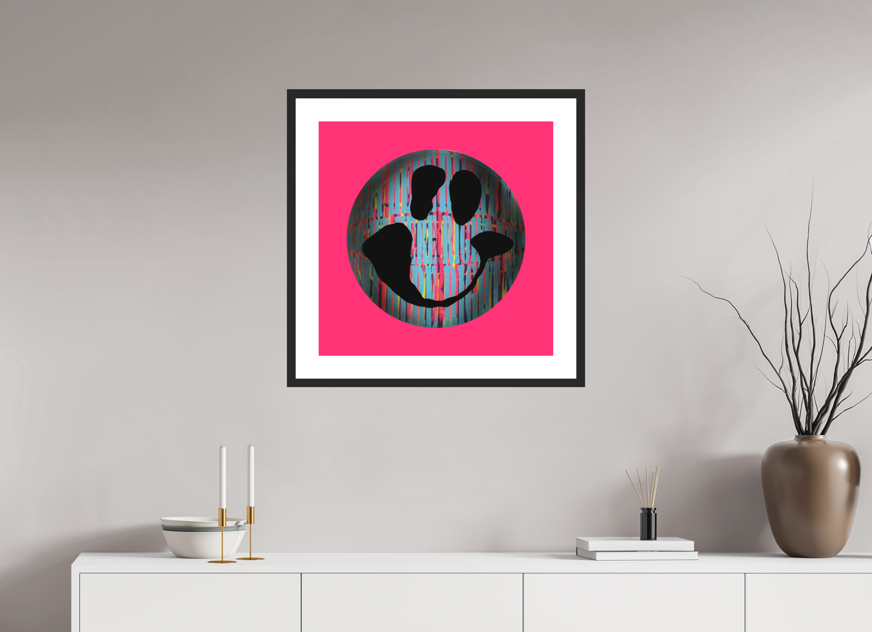 60 x 60 cm, FRAMED BLACK On the record 2 metallic print