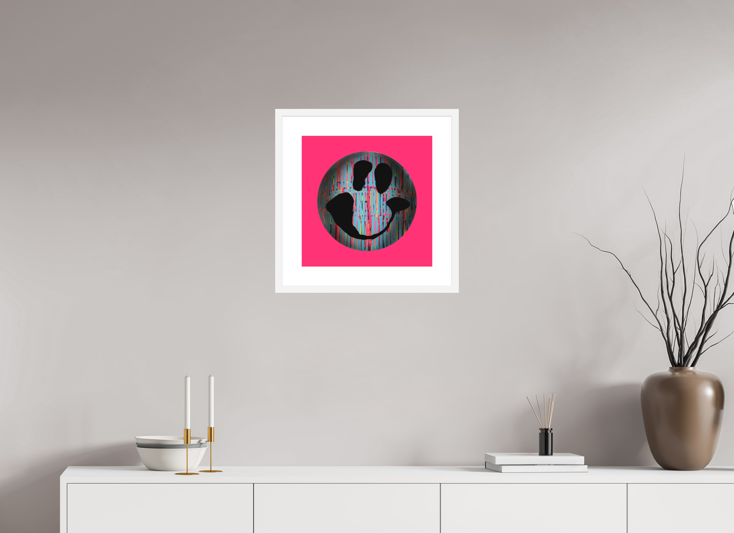 40 x 40 cm, FRAMED WHITE On the record 2 metallic print
