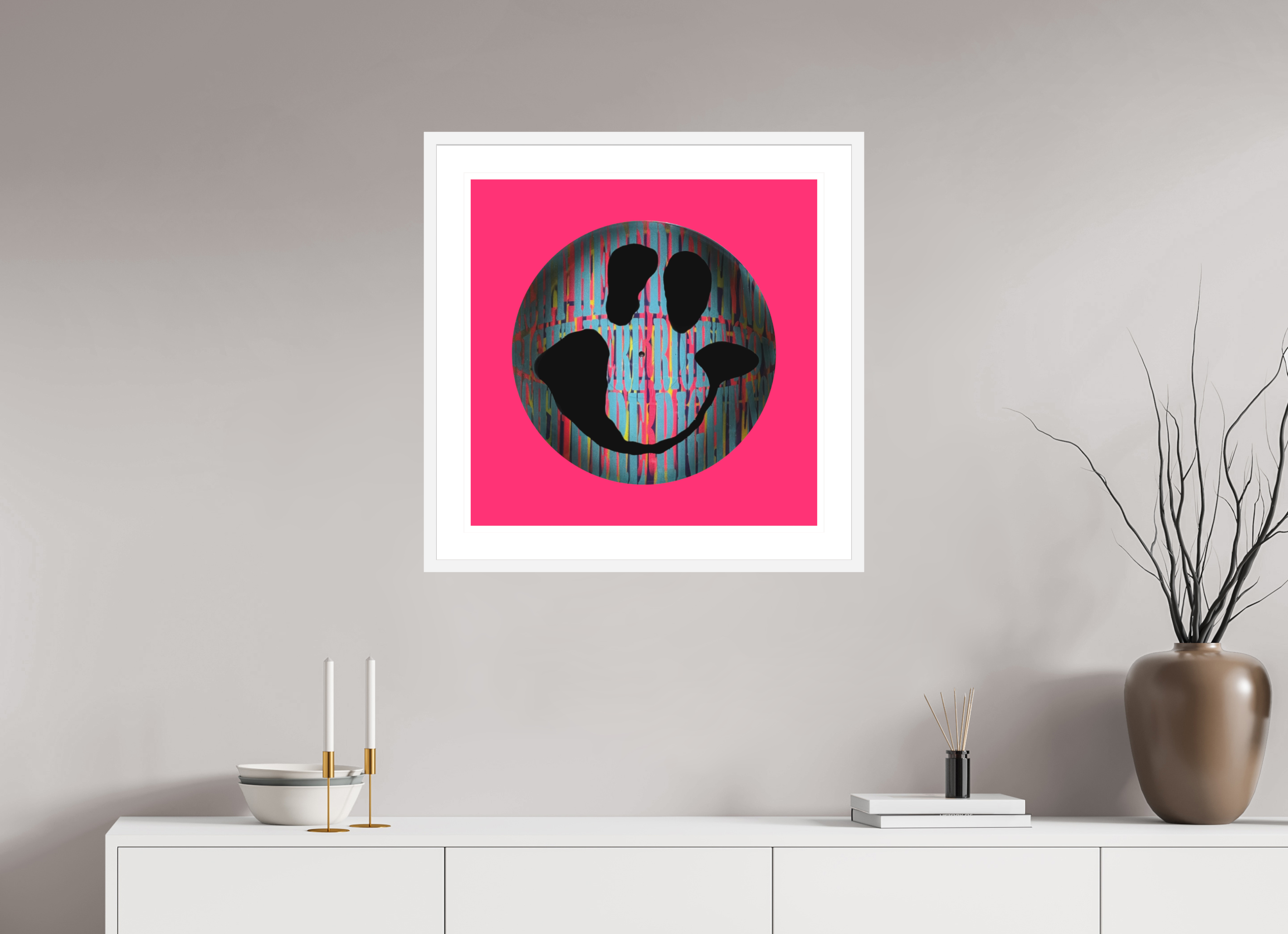 60 x 60 cm, FRAMED WHITE On the record 2 metallic print