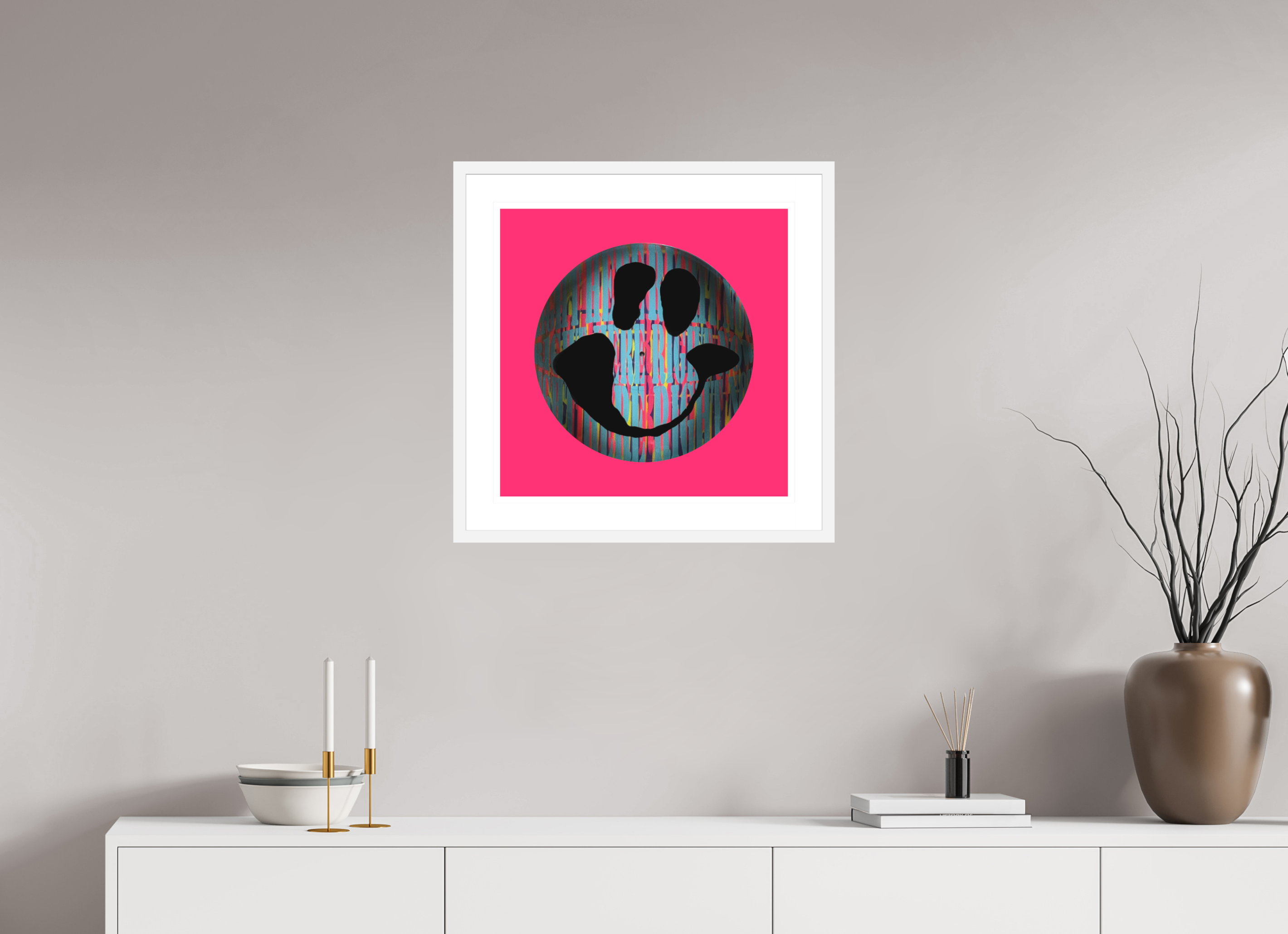 50 x 50 cm, FRAMED WHITE On the record 2 metallic print