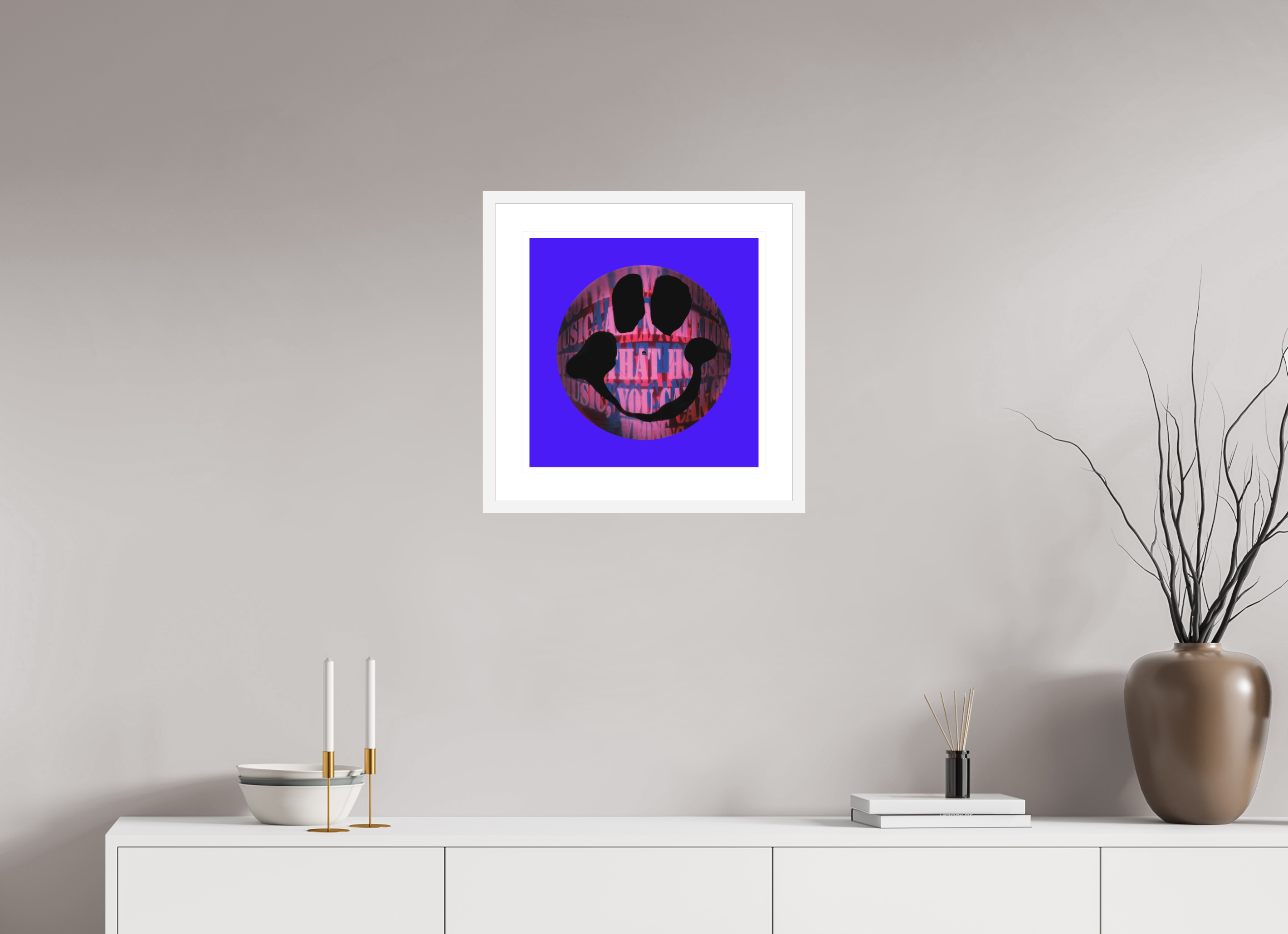 40 x 40 cm, FRAMED WHITE On the record 2 metallic print