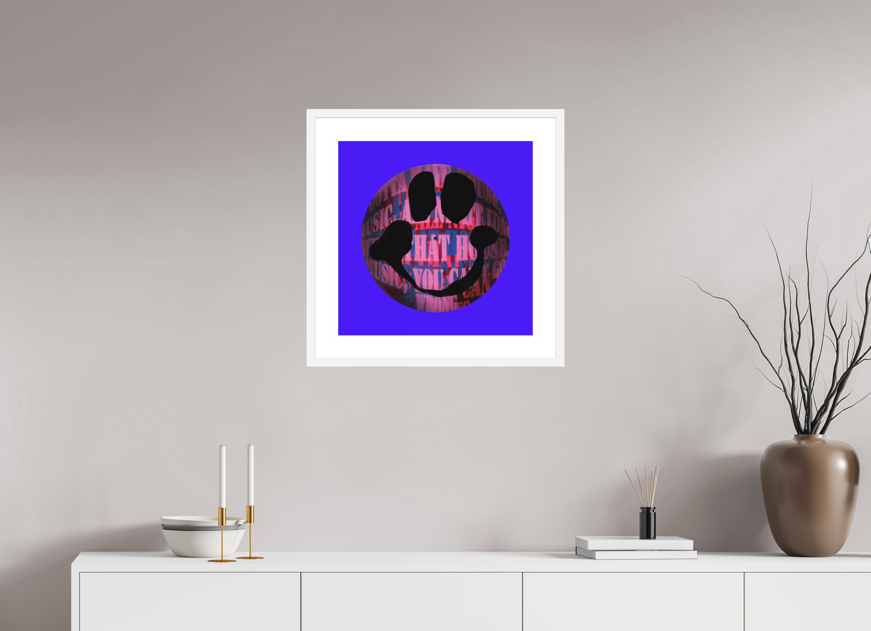 50 x 50 cm, FRAMED WHITE On the record 2 metallic print