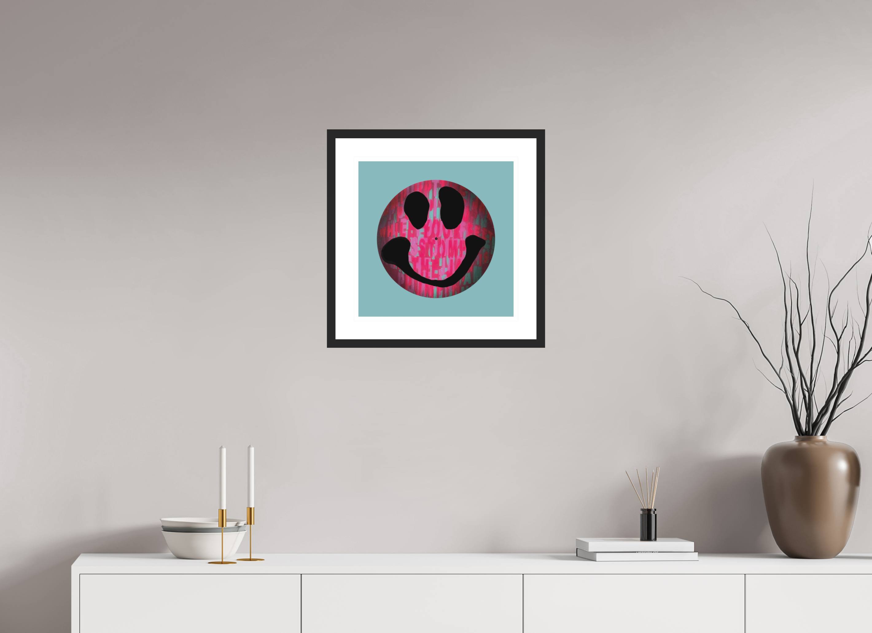 40 x 40 cm, FRAMED BLACK On the record 3 metallic print