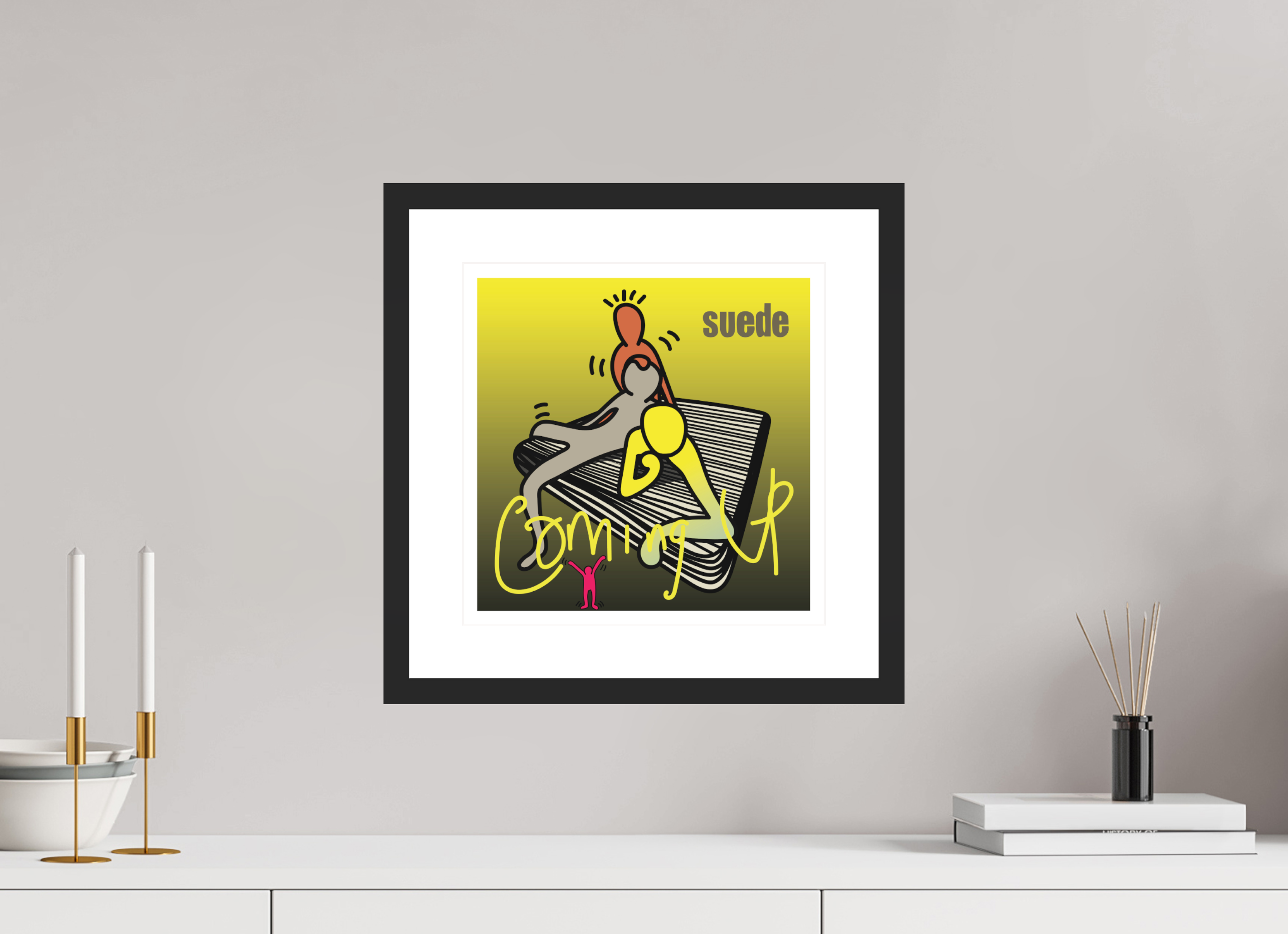 30 x 30 cm, FRAMED BLACK Suede