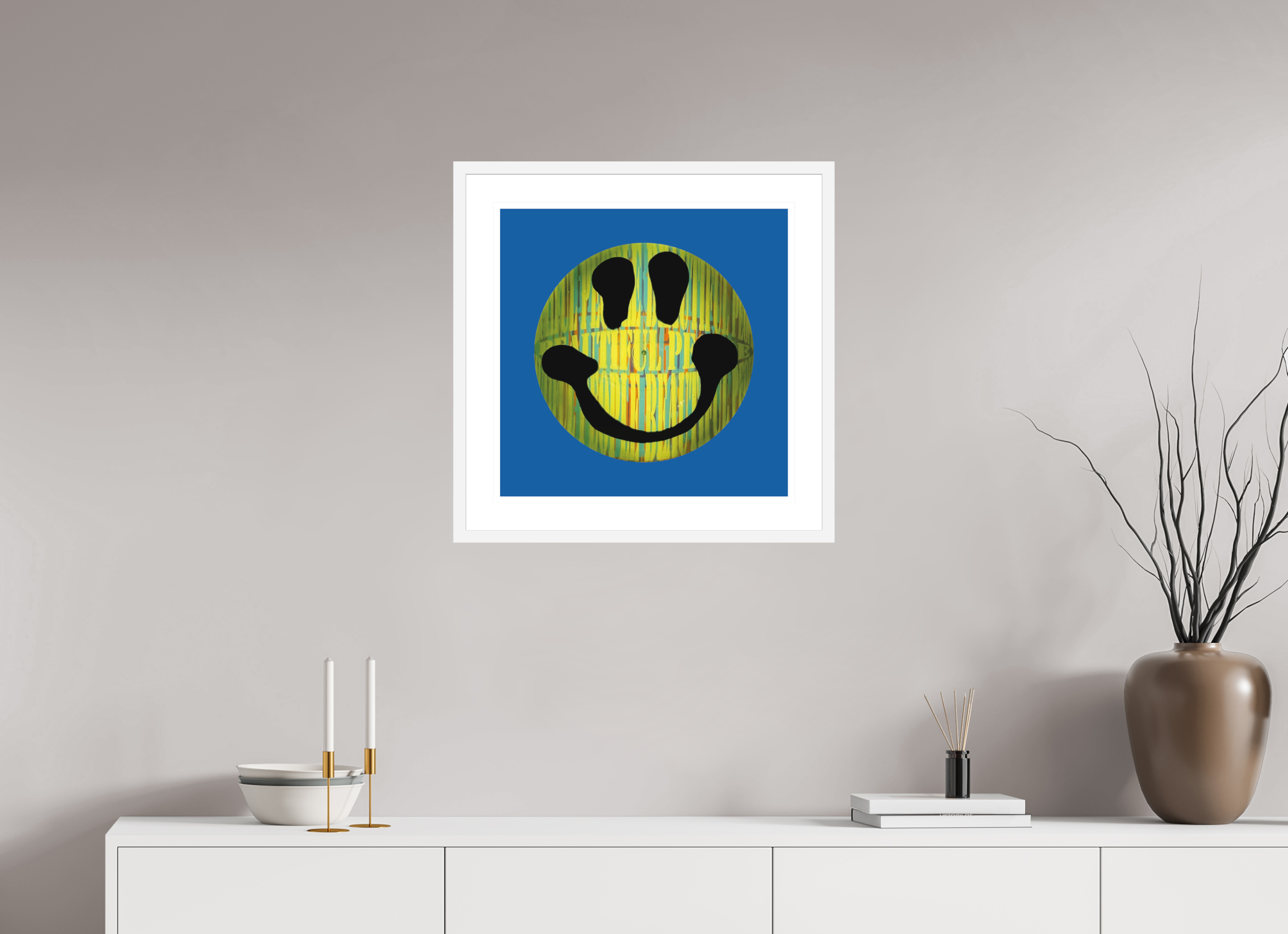 50 x 50 cm, FRAMED WHITE On the record 6 metallic print
