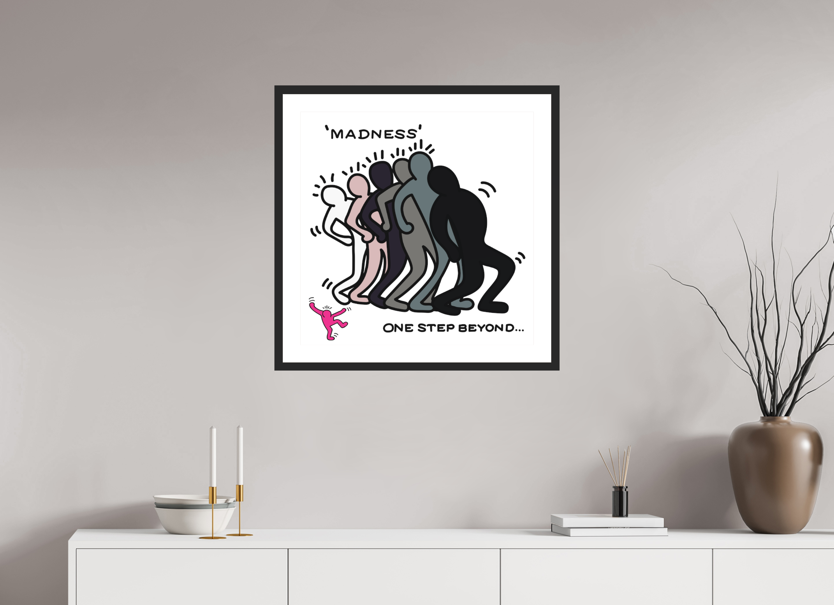 60 x 60 cm, FRAMED BLACK Madness