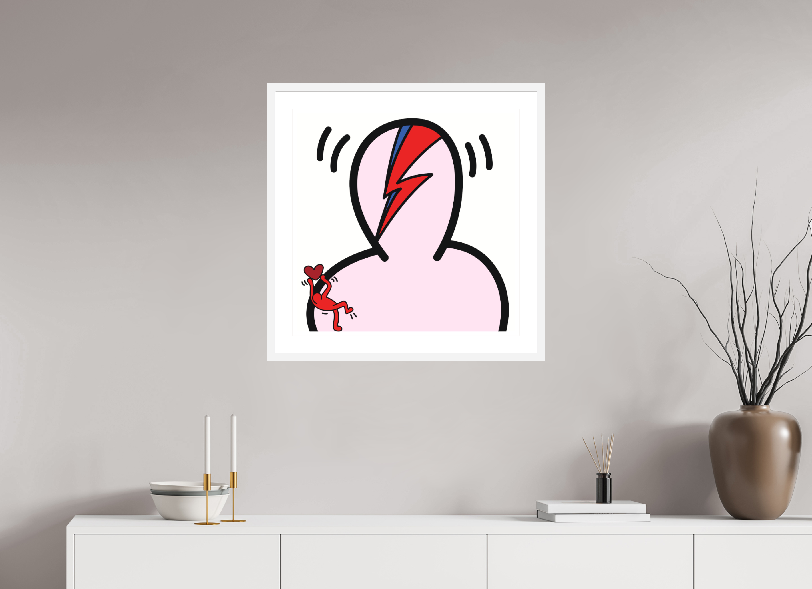 60 x 60 cm, FRAMED WHITE Bowie