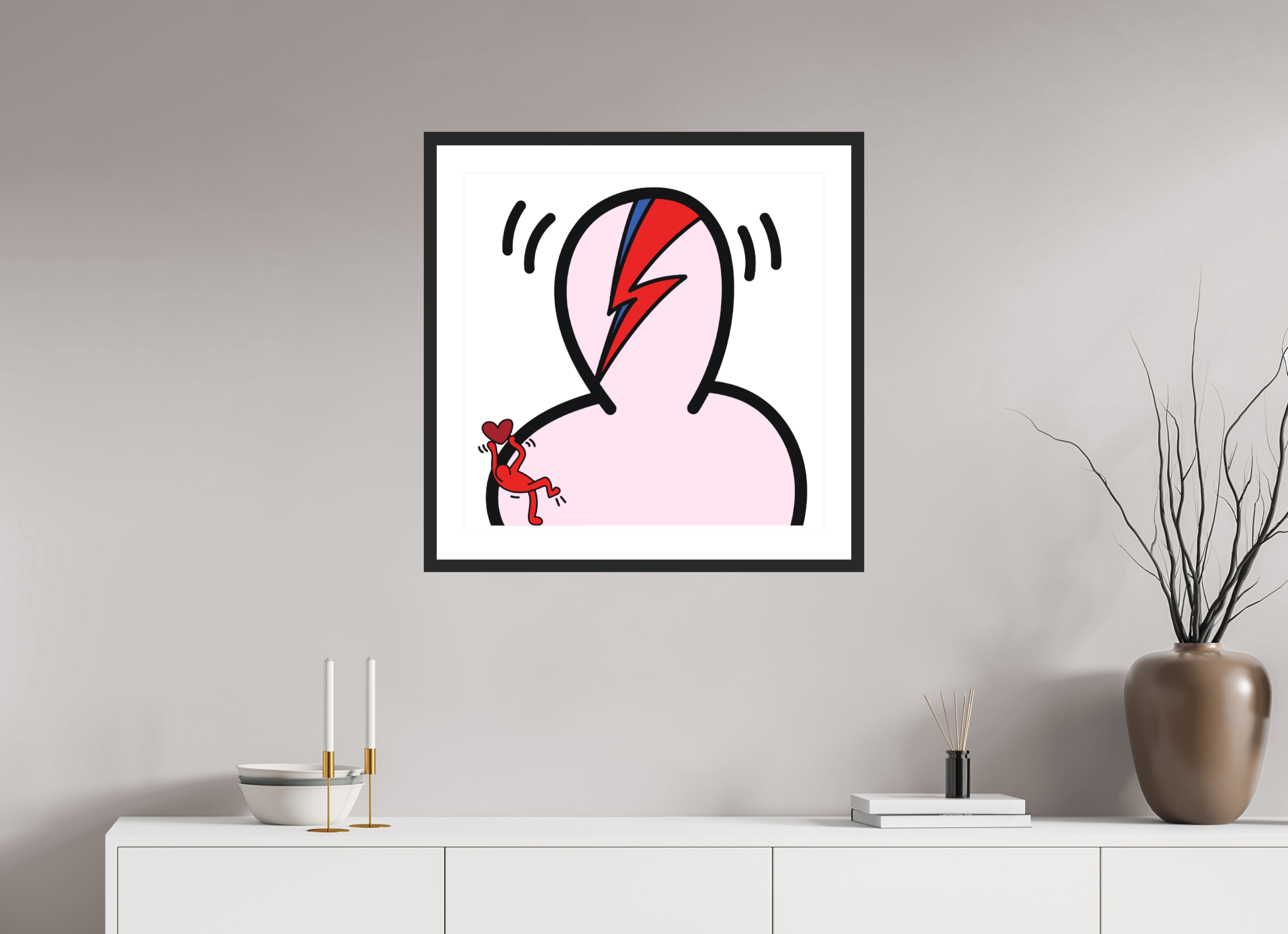 60 x 60 cm, FRAMED BLACK Bowie