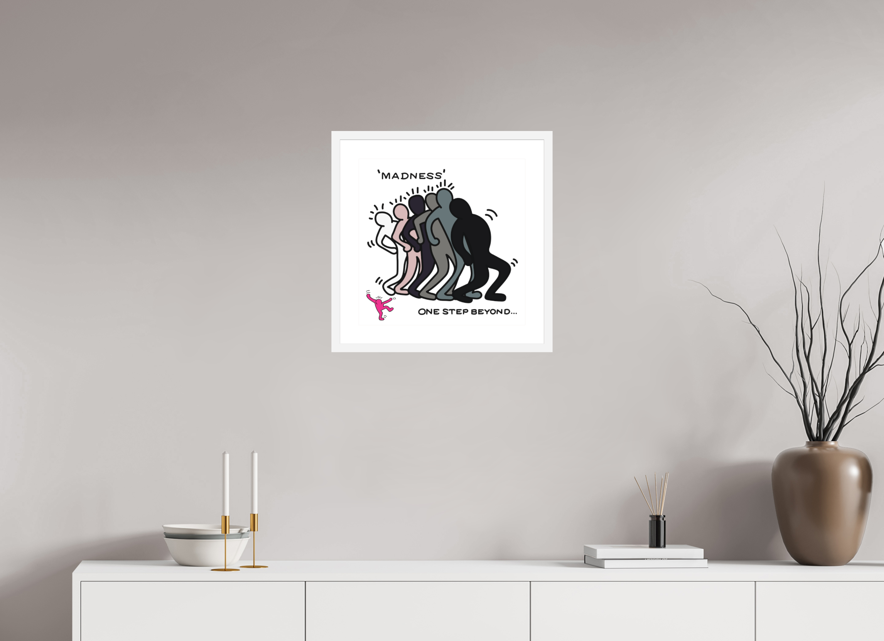 40 x 40 cm, FRAMED WHITE Madness