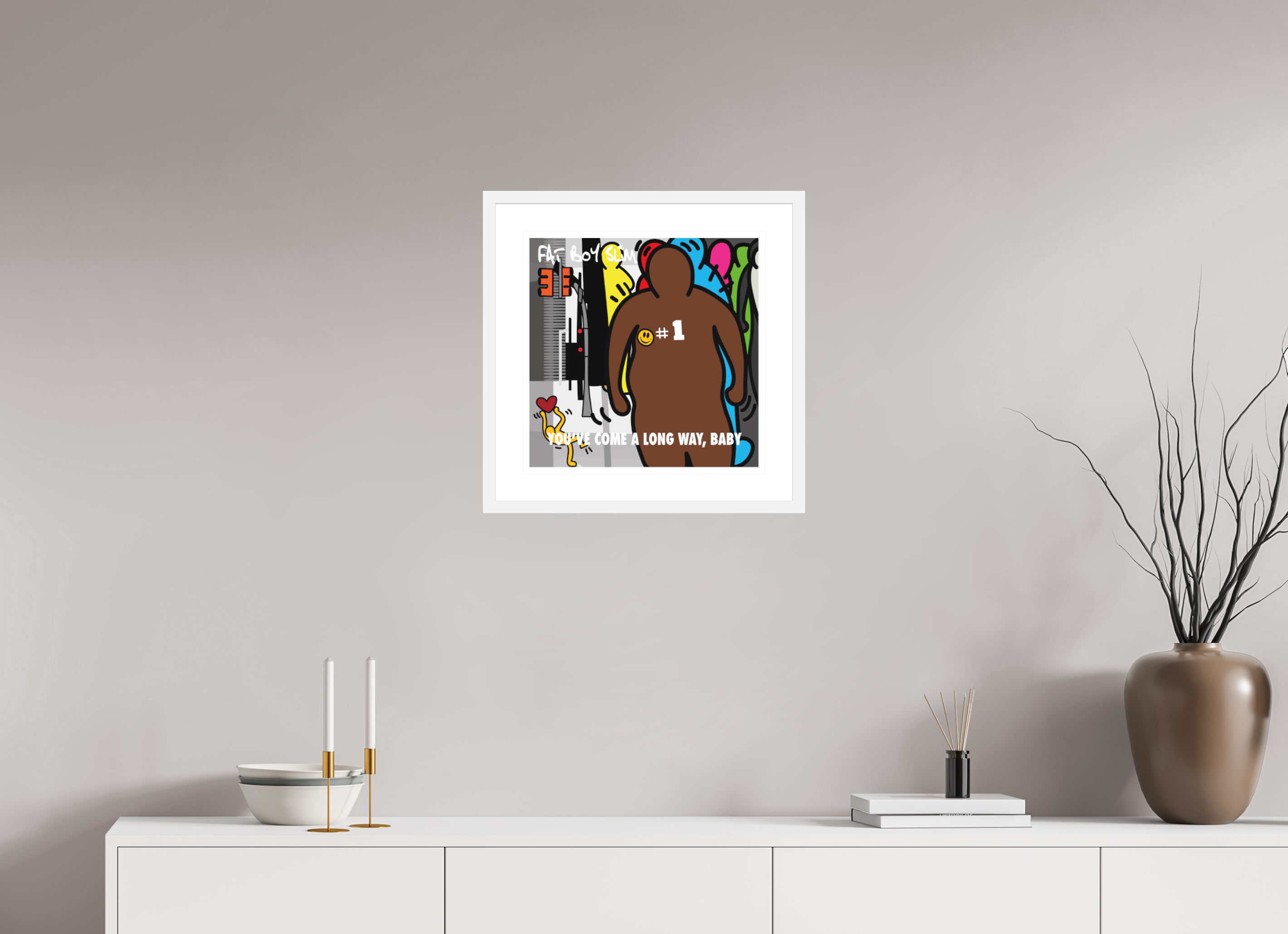 40 x 40 cm, FRAMED WHITE Fatboy Slim