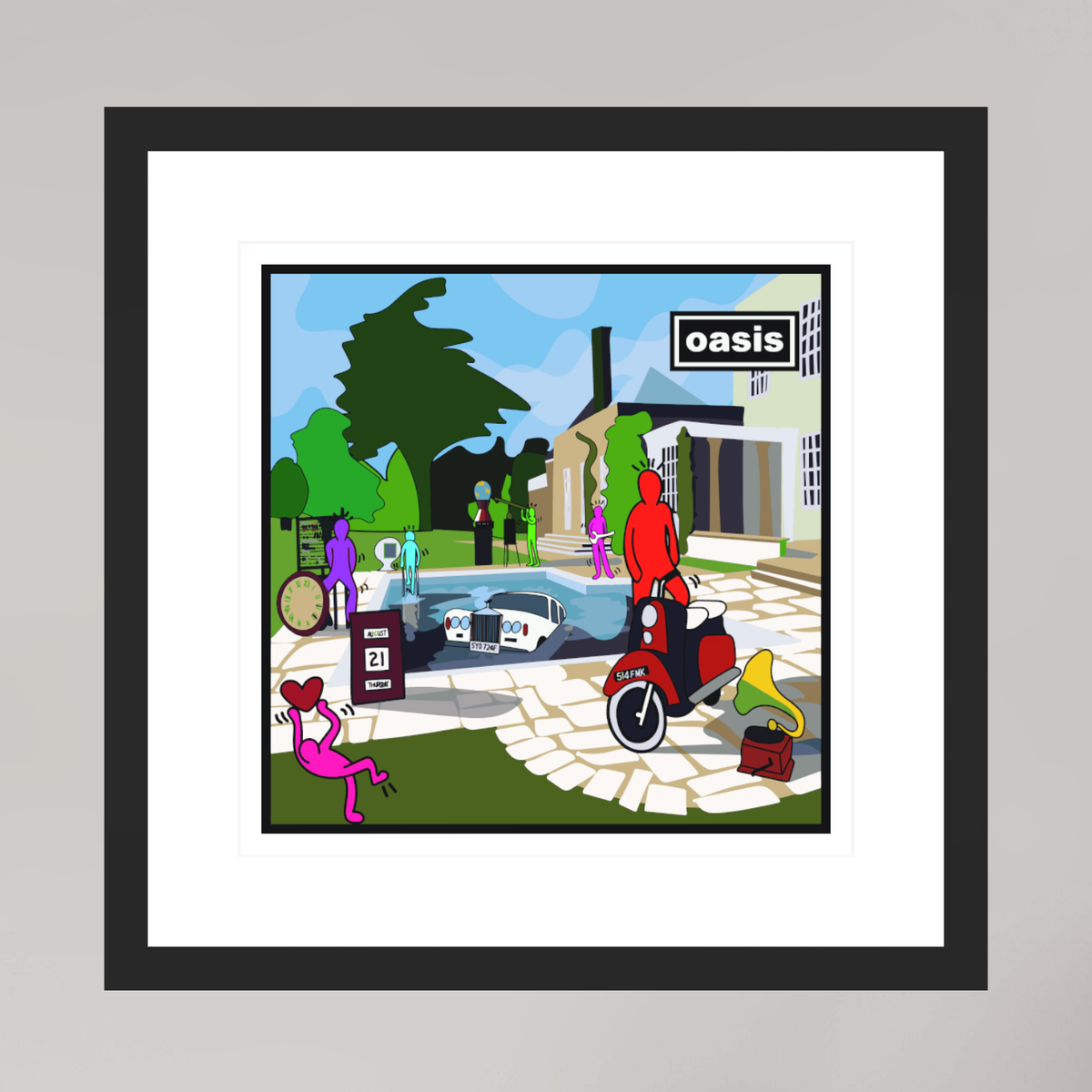 30 x 30 cm, FRAMED BLACK Be here now