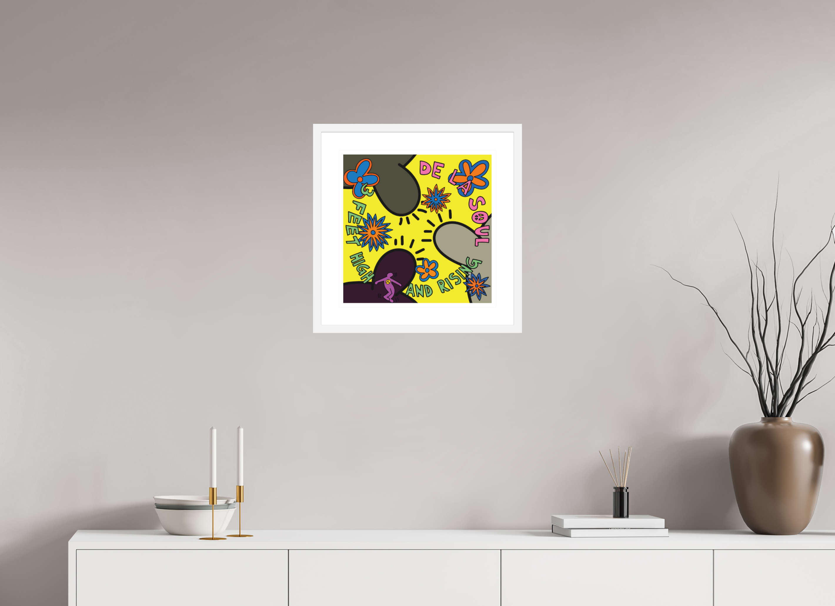 40 x 40 cm, FRAMED WHITE De La Soul