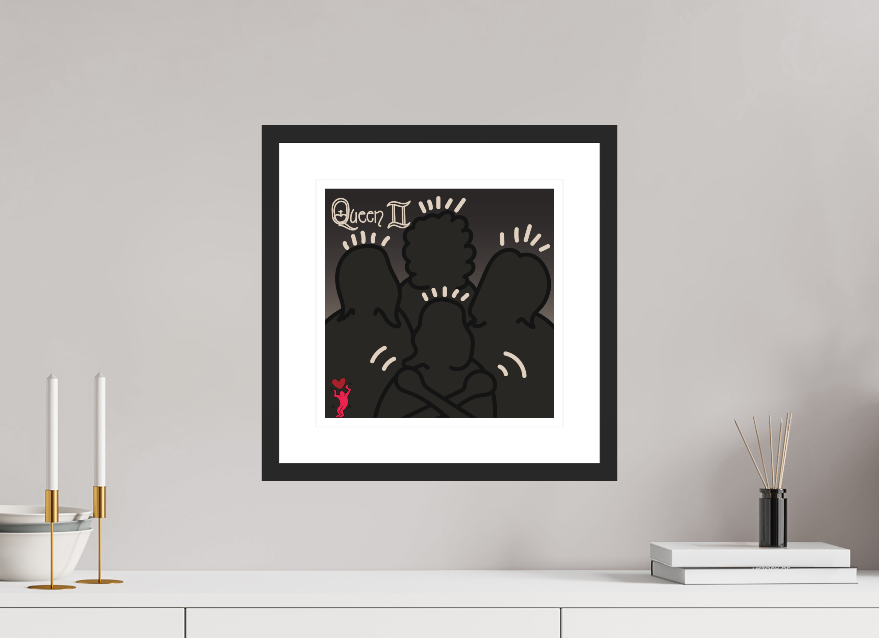 30 x 30 cm, FRAMED BLACK Queen