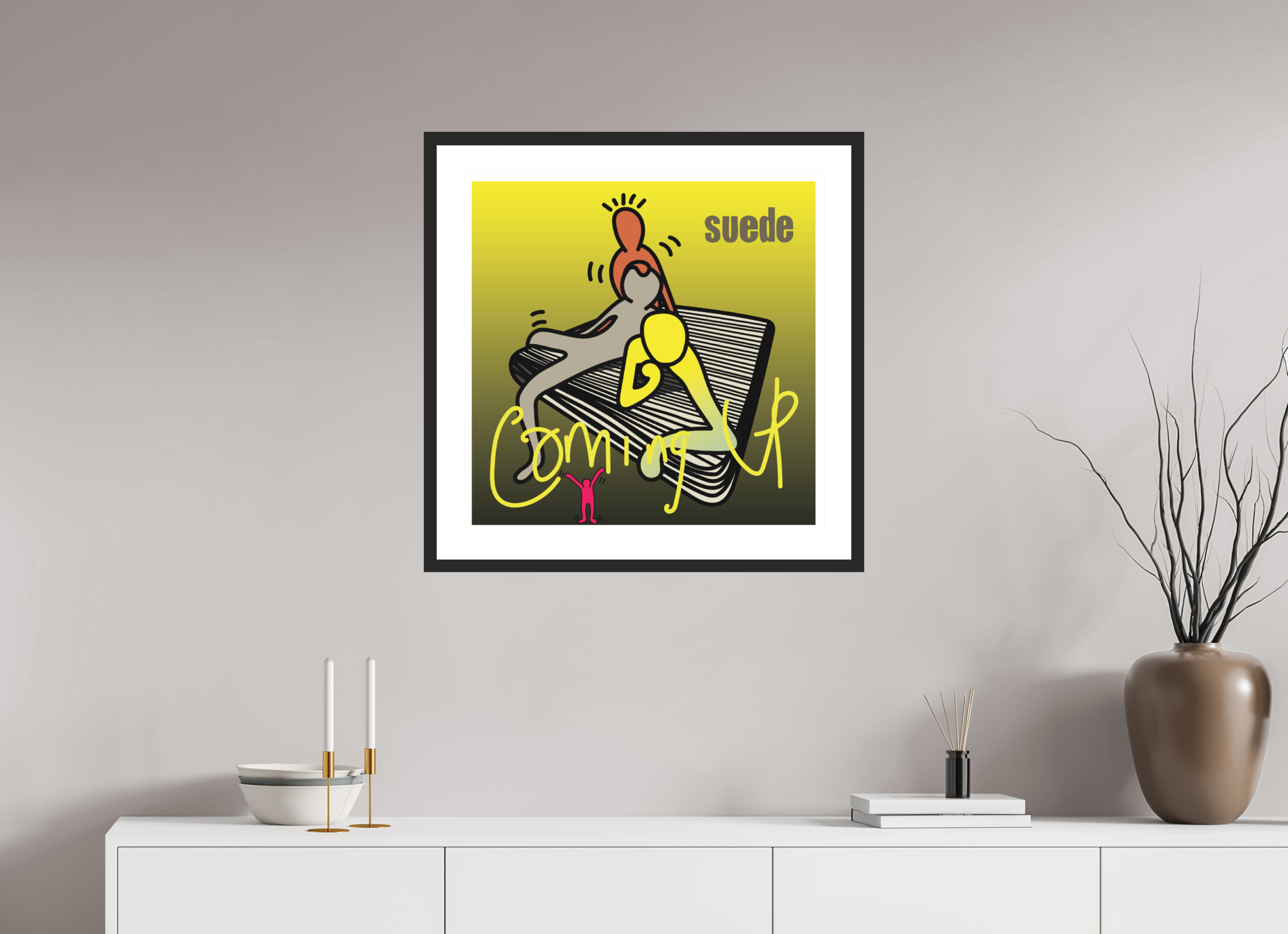 60 x 60 cm, FRAMED BLACK Suede