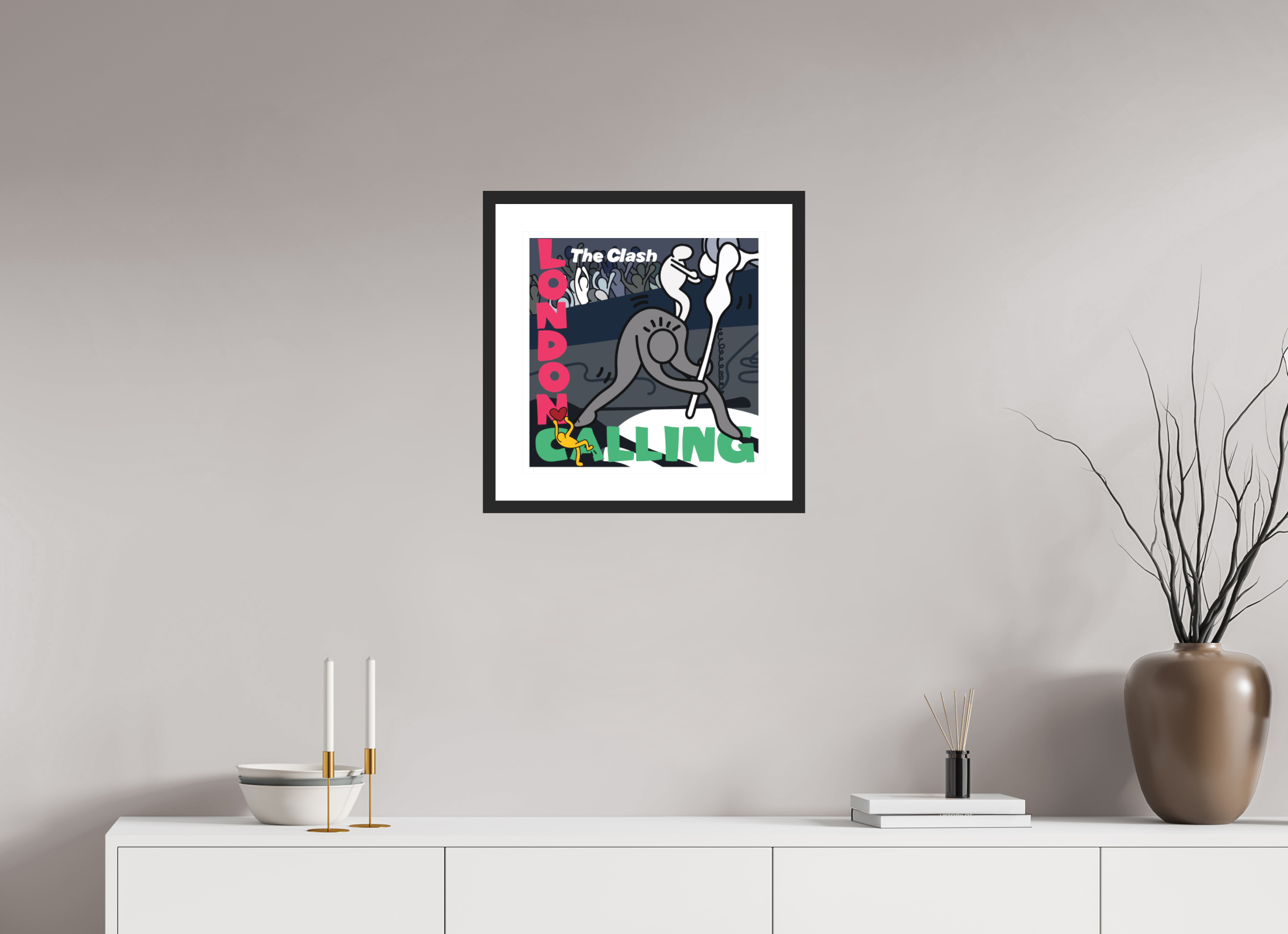 40 x 40 cm, FRAMED BLACK London Calling