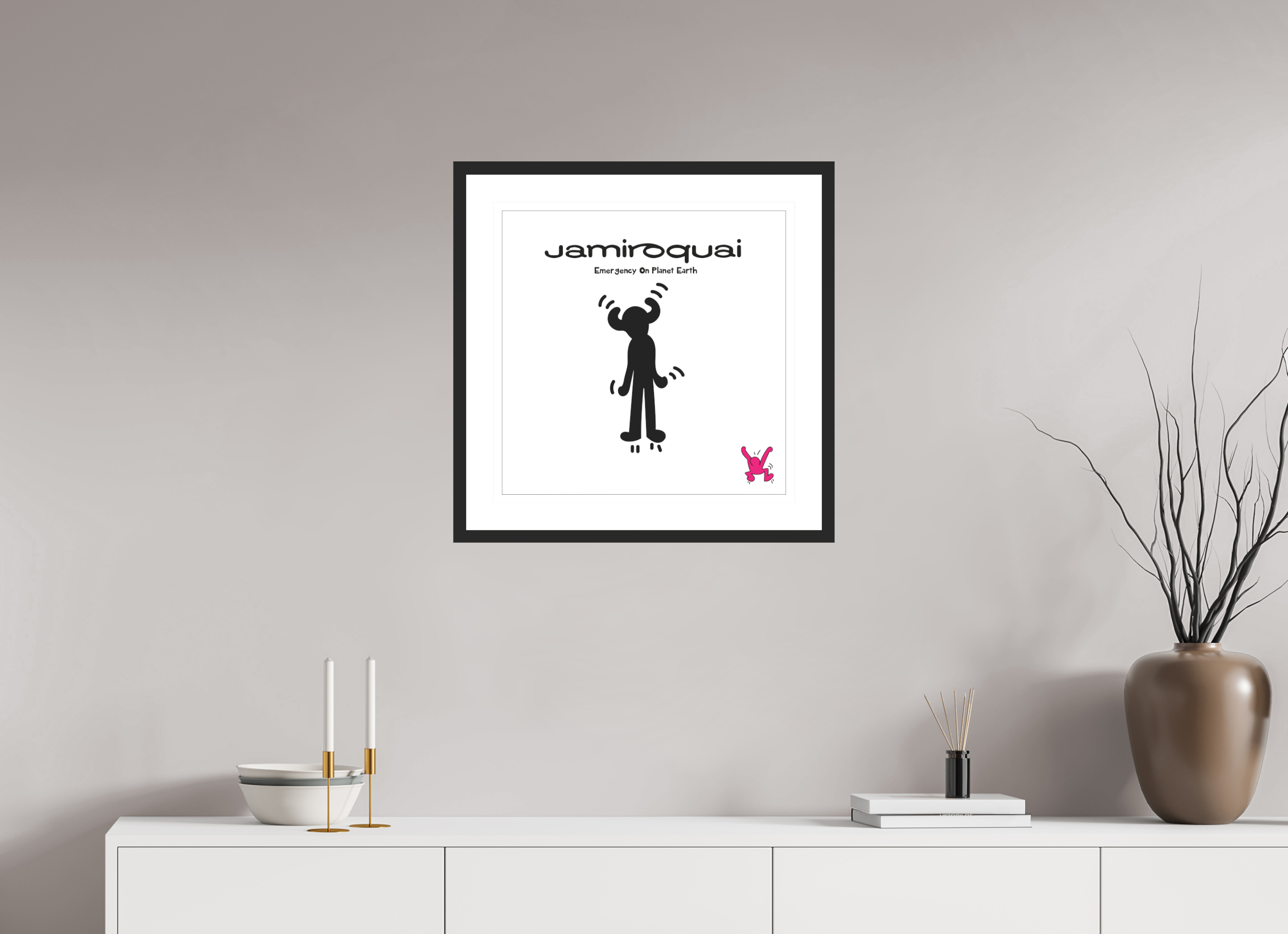 50 x 50 cm, FRAMED BLACK Jamiroqui