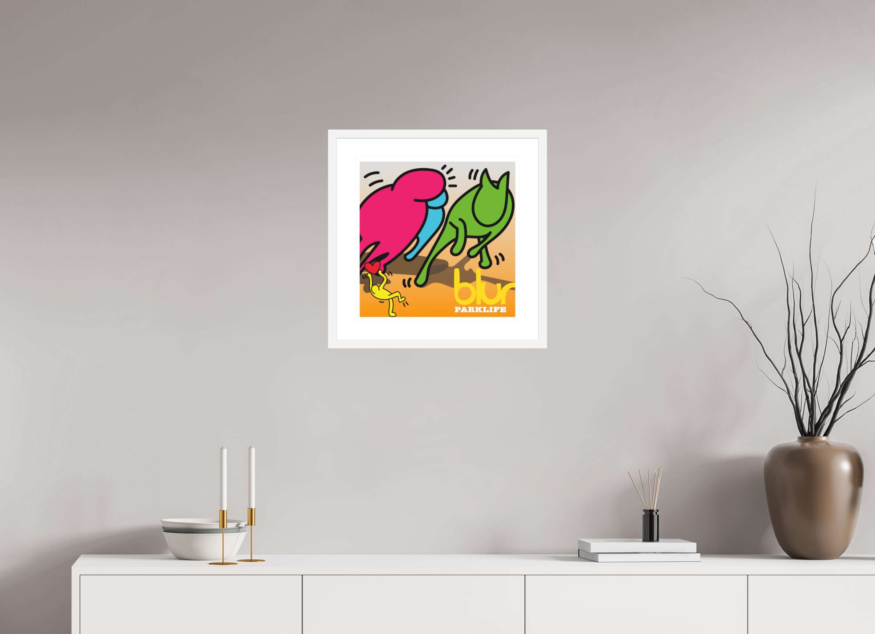 40 x 40 cm, FRAMED WHITE Blur