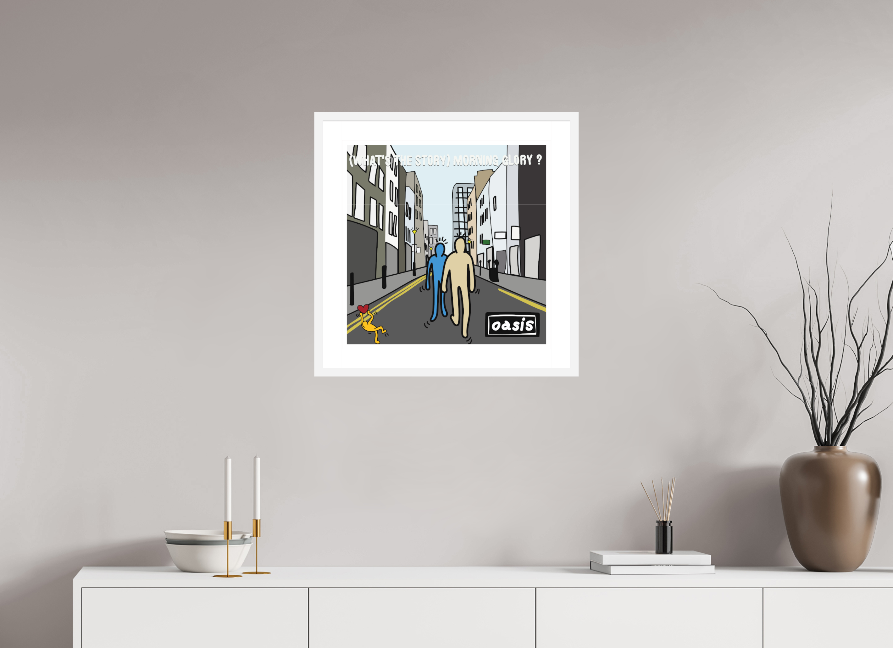 50 x 50 cm, FRAMED WHITE What's The Story