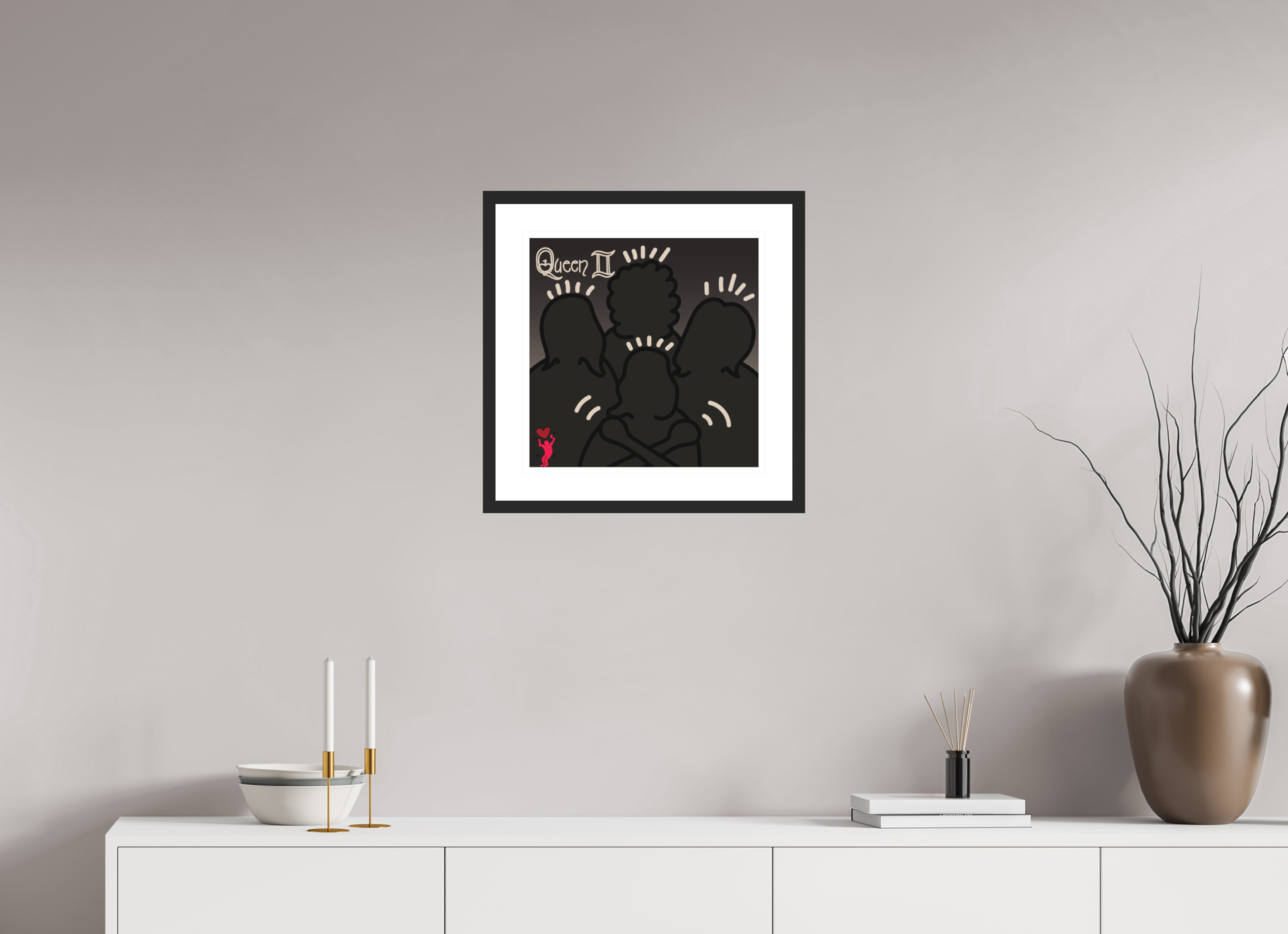 40 x 40 cm, FRAMED BLACK Queen