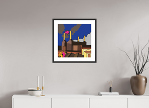 50 x 50 cm, FRAMED BLACK Animals Pink Floyd