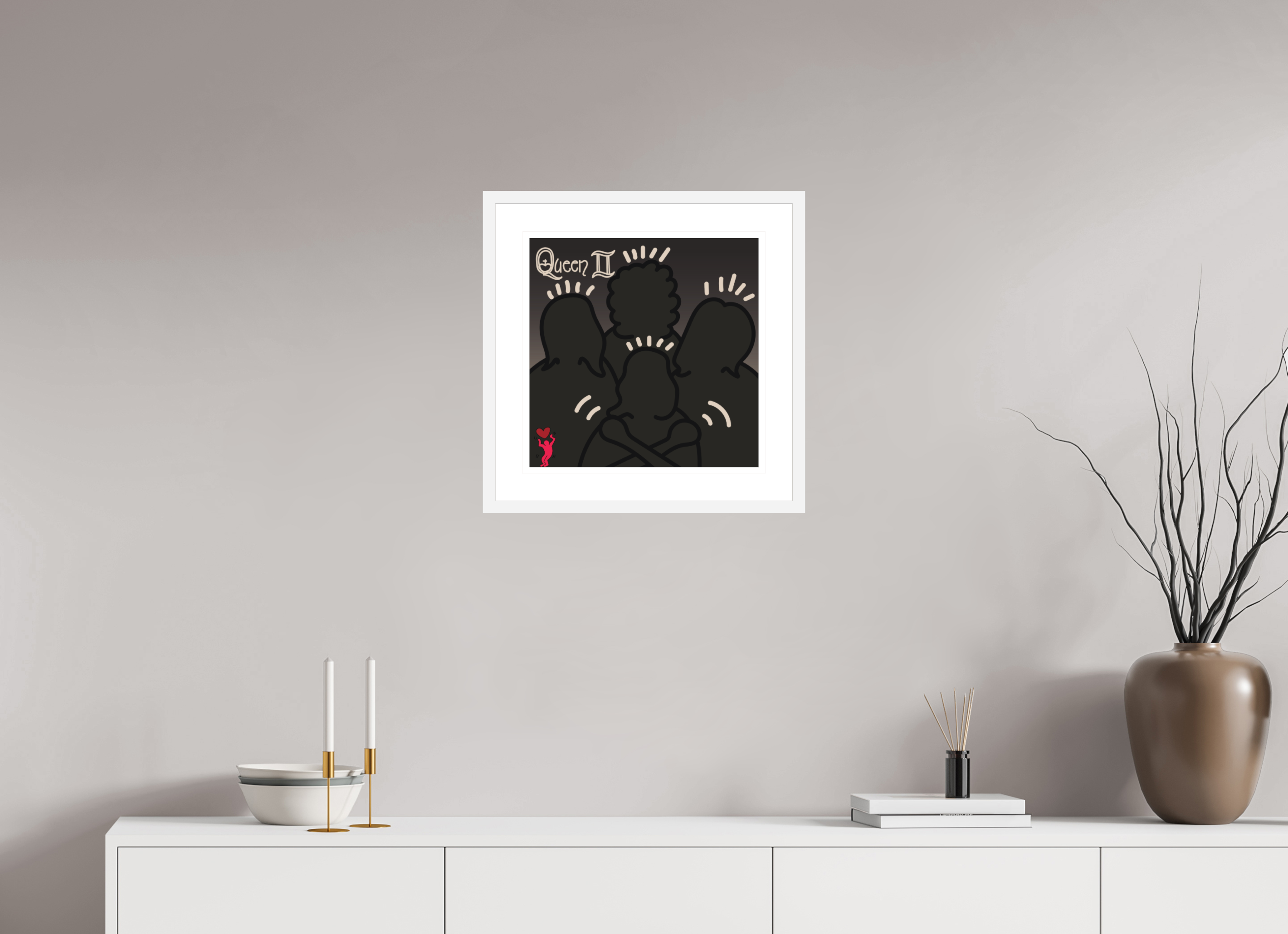 40 x 40 cm, FRAMED WHITE Queen