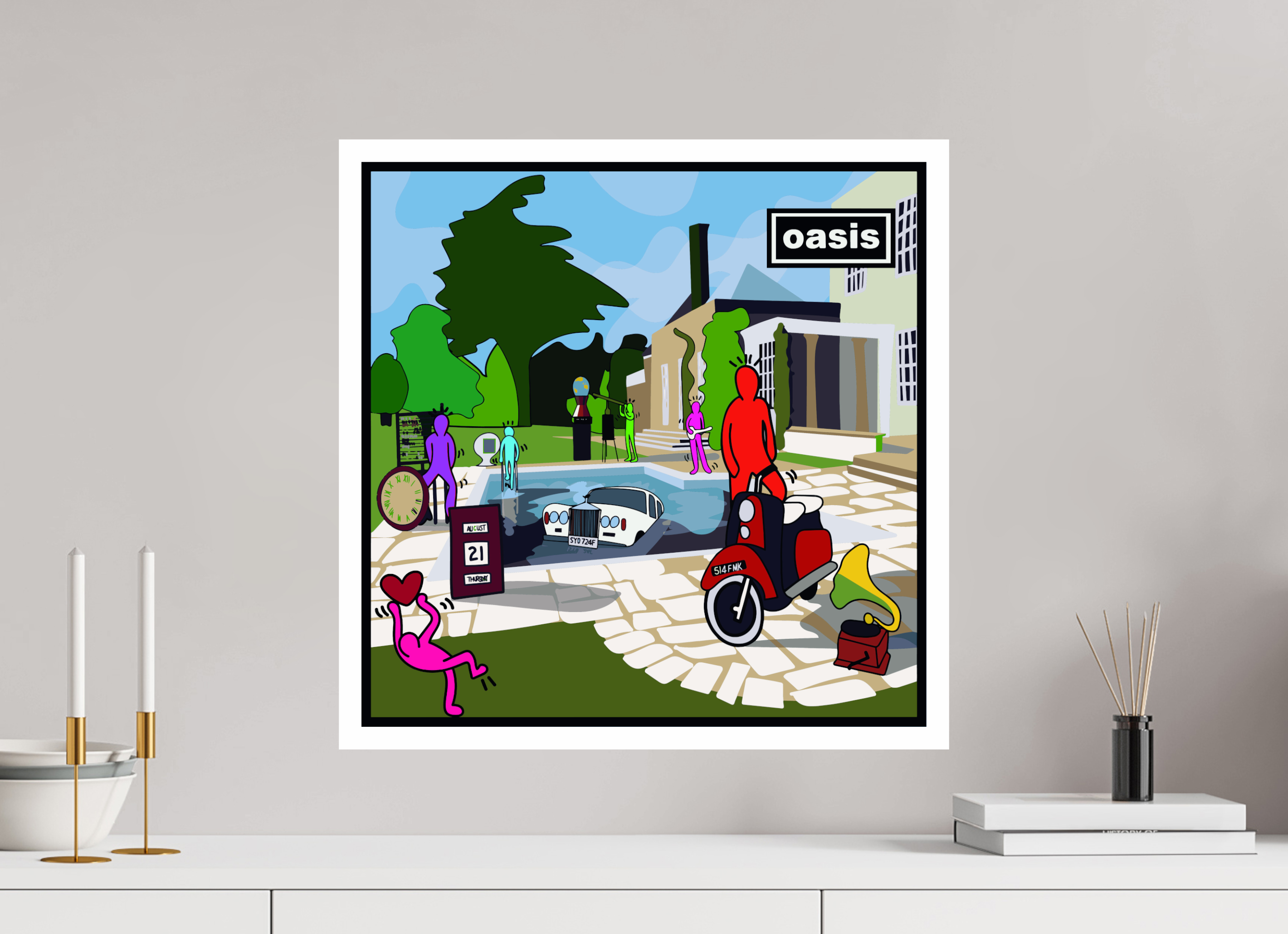 50 x 50 cm, UNFRAMED Be here now