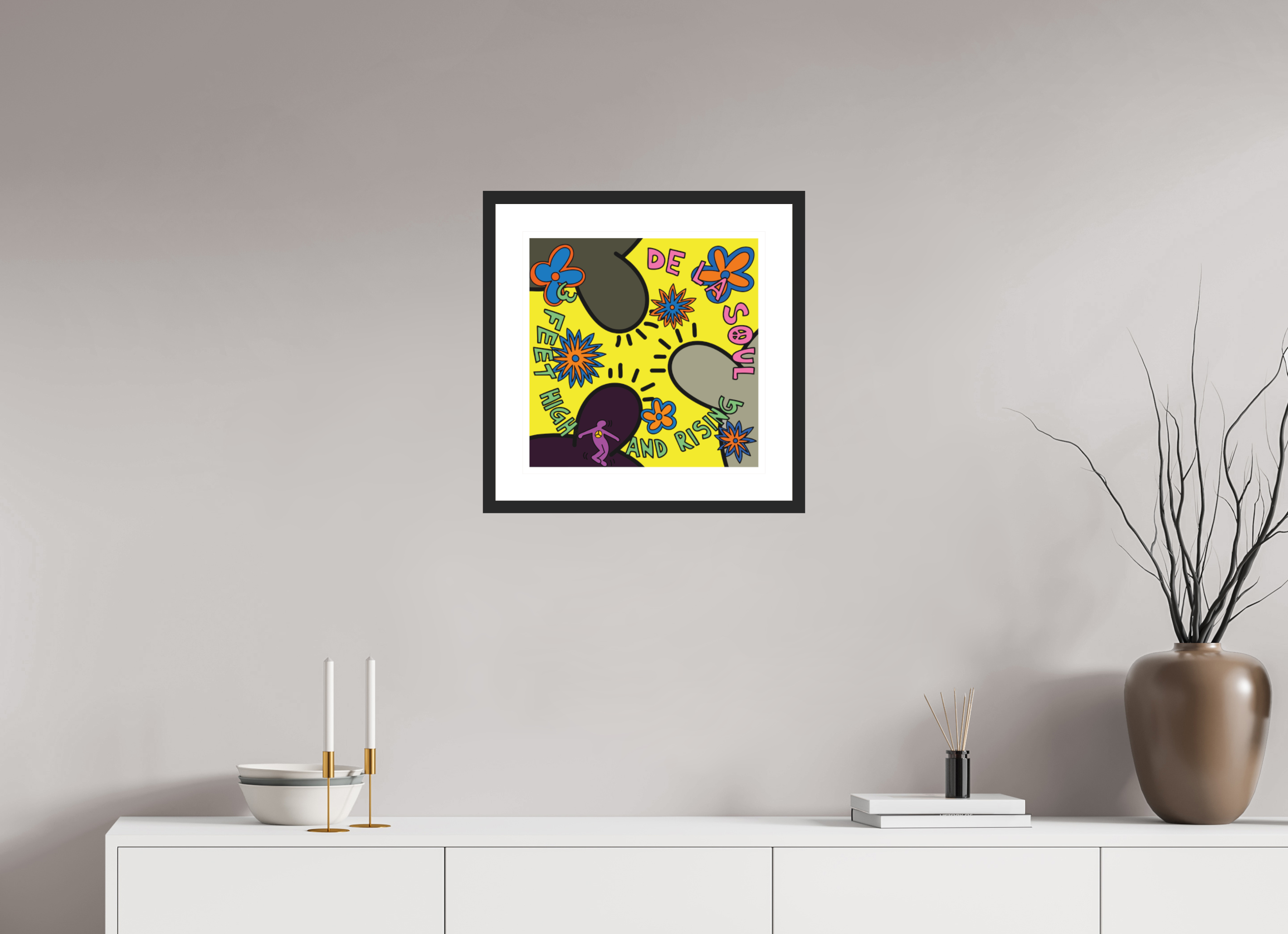 40 x 40 cm, FRAMED BLACK De La Soul