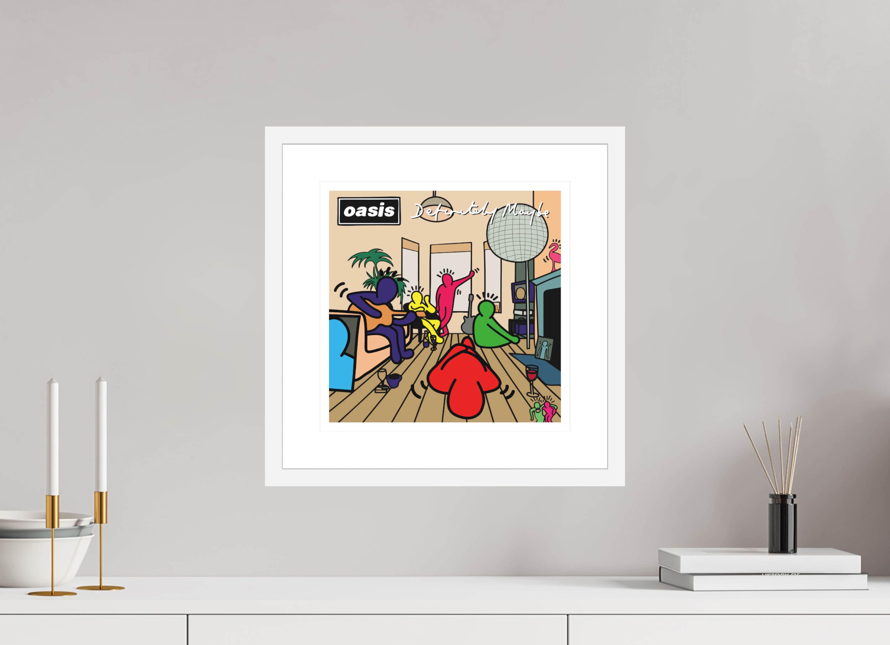 30 x 30 cm, FRAMED WHITE Definitely Maybe Keith
