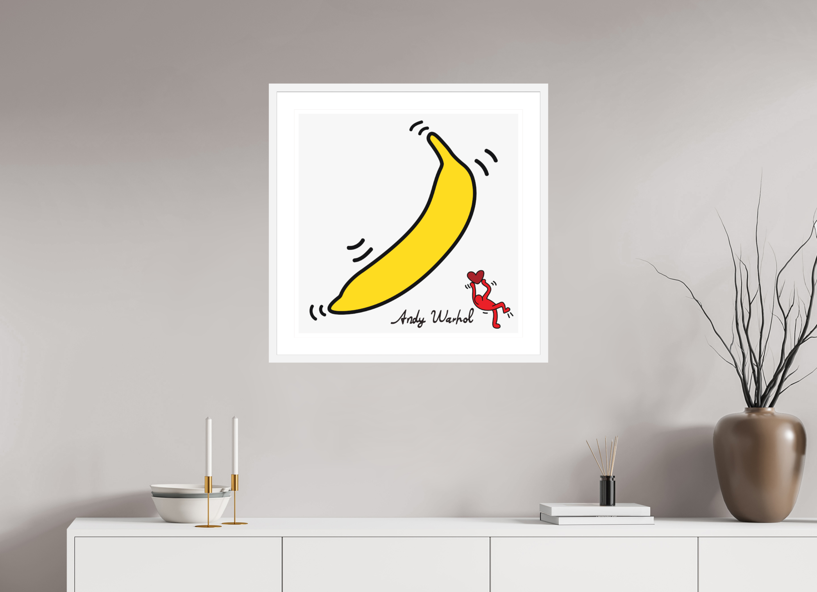 60 x 60 cm, FRAMED WHITE Warhol
