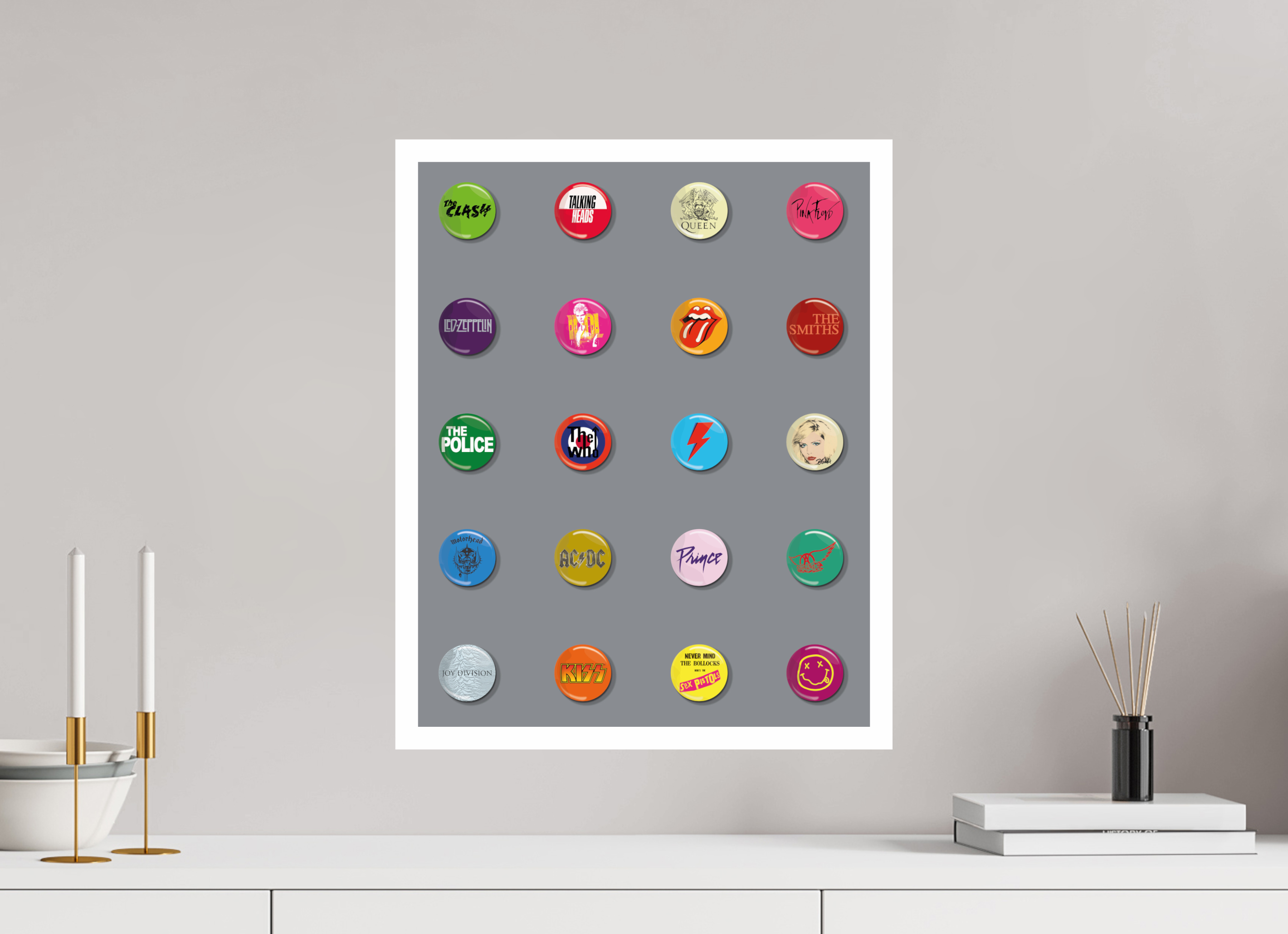 40 x 50 cm, UNFRAMED Badges of my life grey