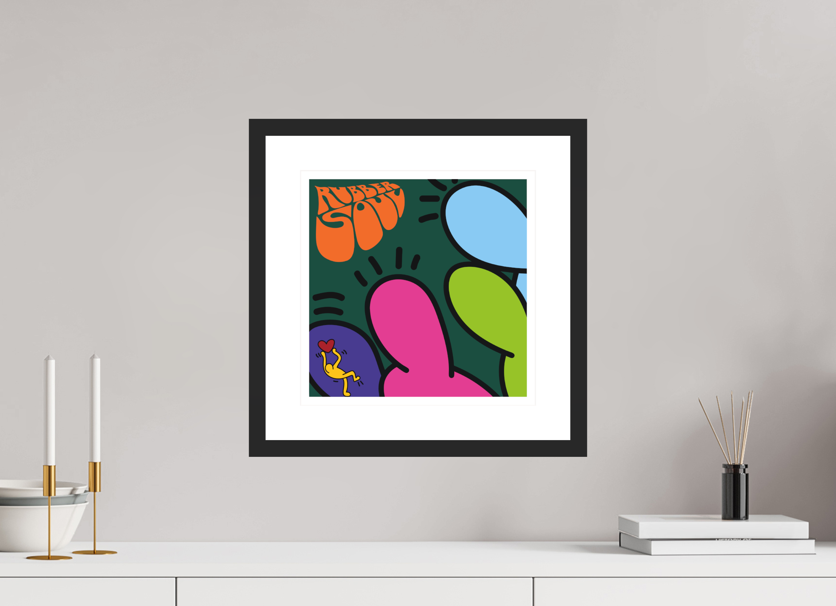 30 x 30 cm, FRAMED BLACK Rubber Sole