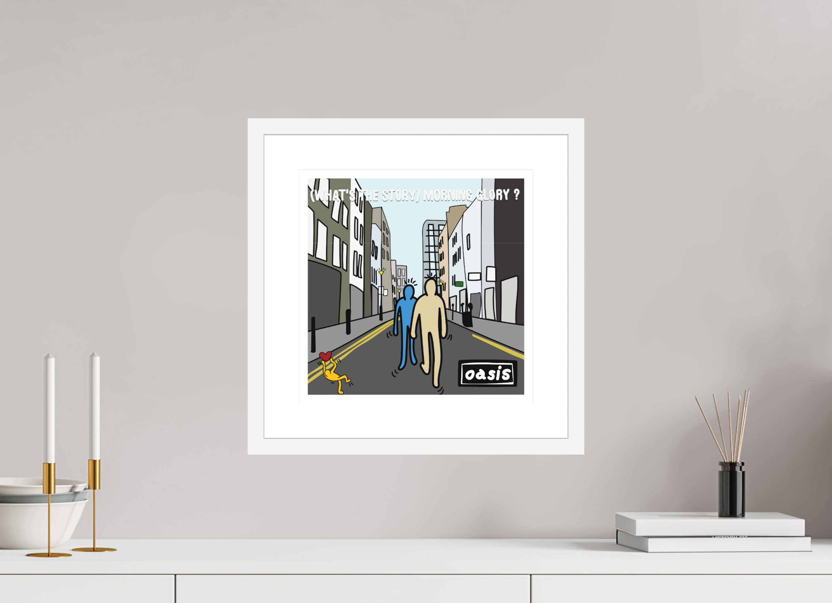 30 x 30 cm, FRAMED WHITE What's The Story