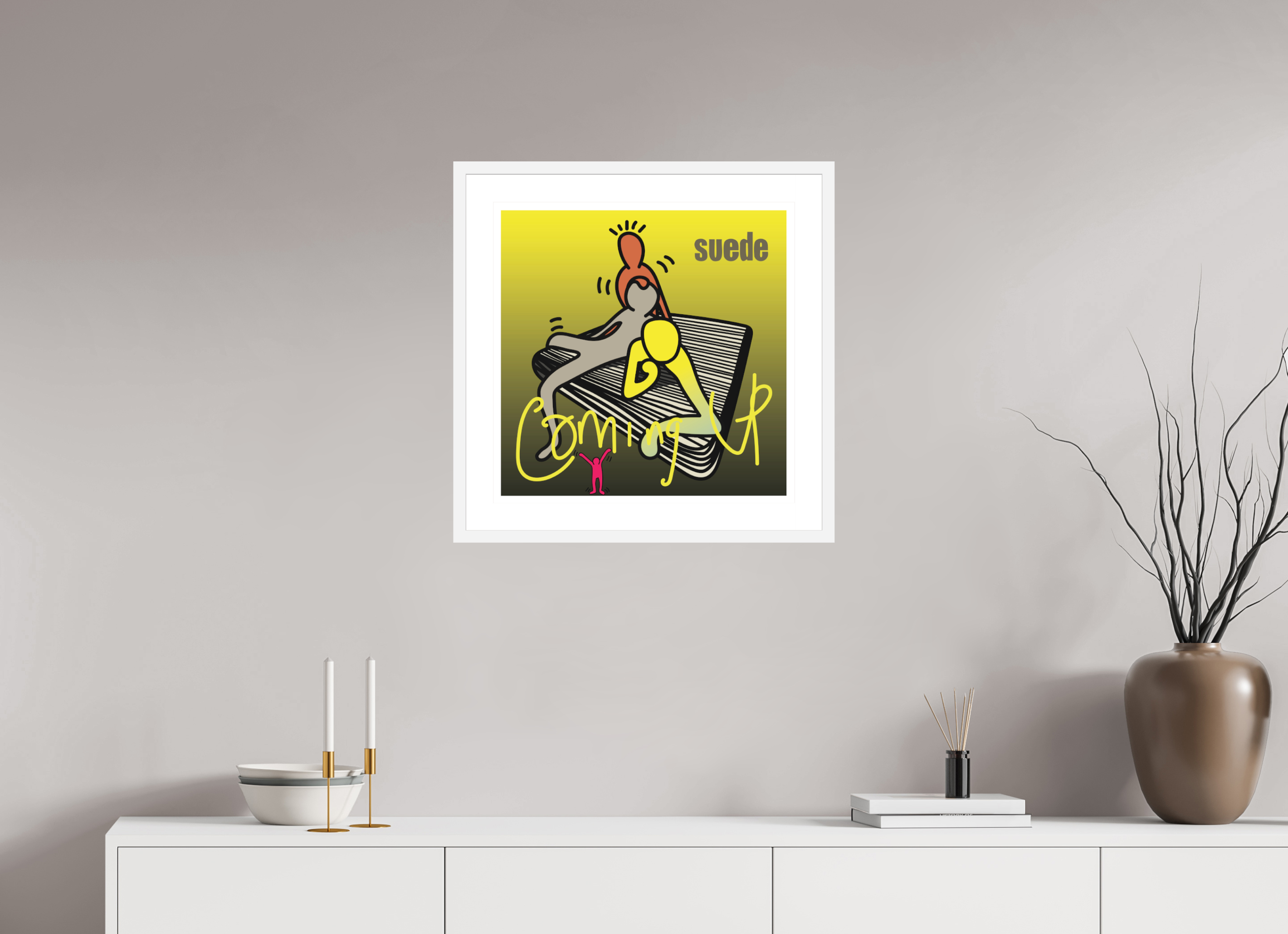 50 x 50 cm, FRAMED WHITE Suede