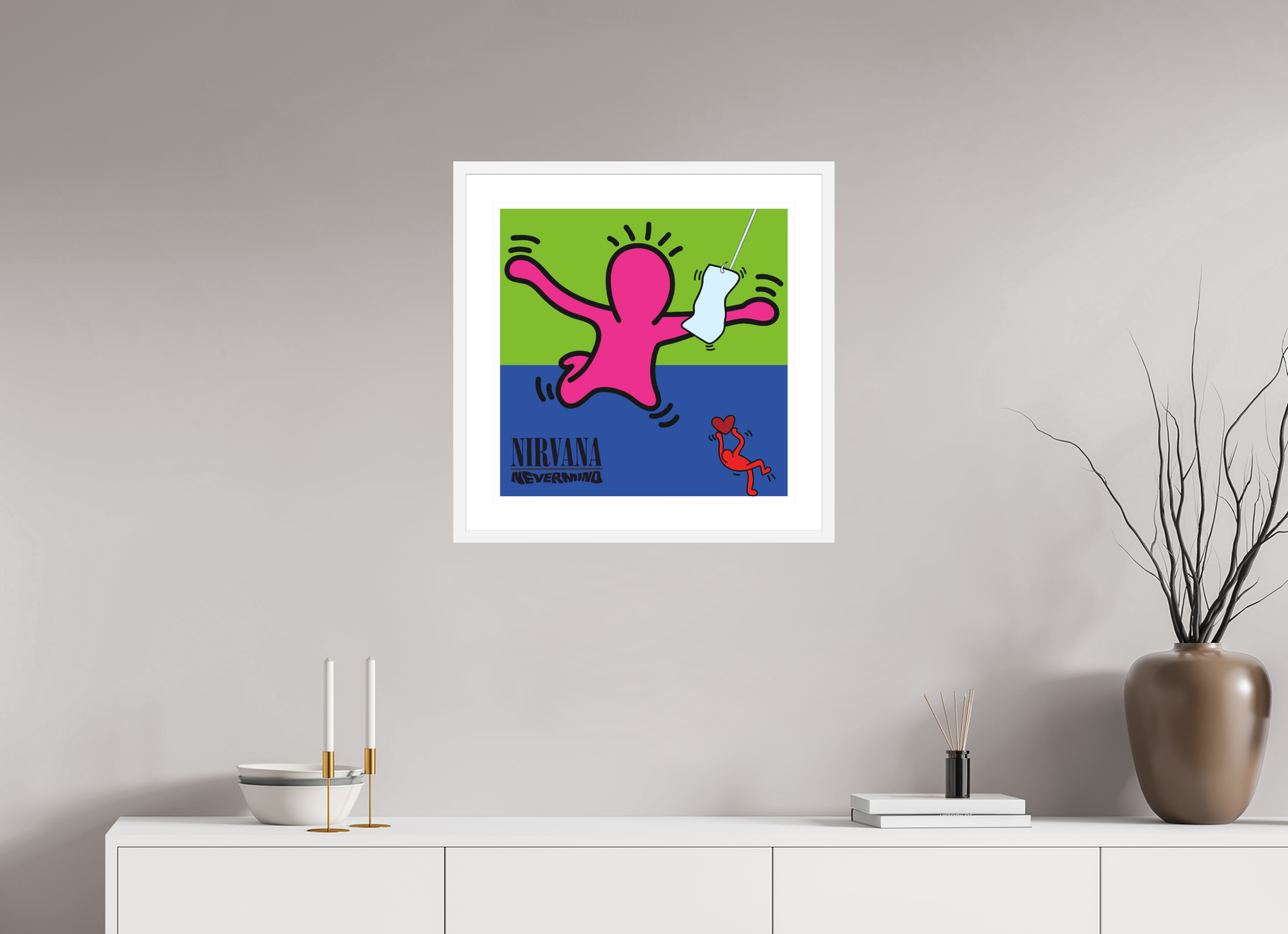 50 x 50 cm, FRAMED WHITE Nirvana