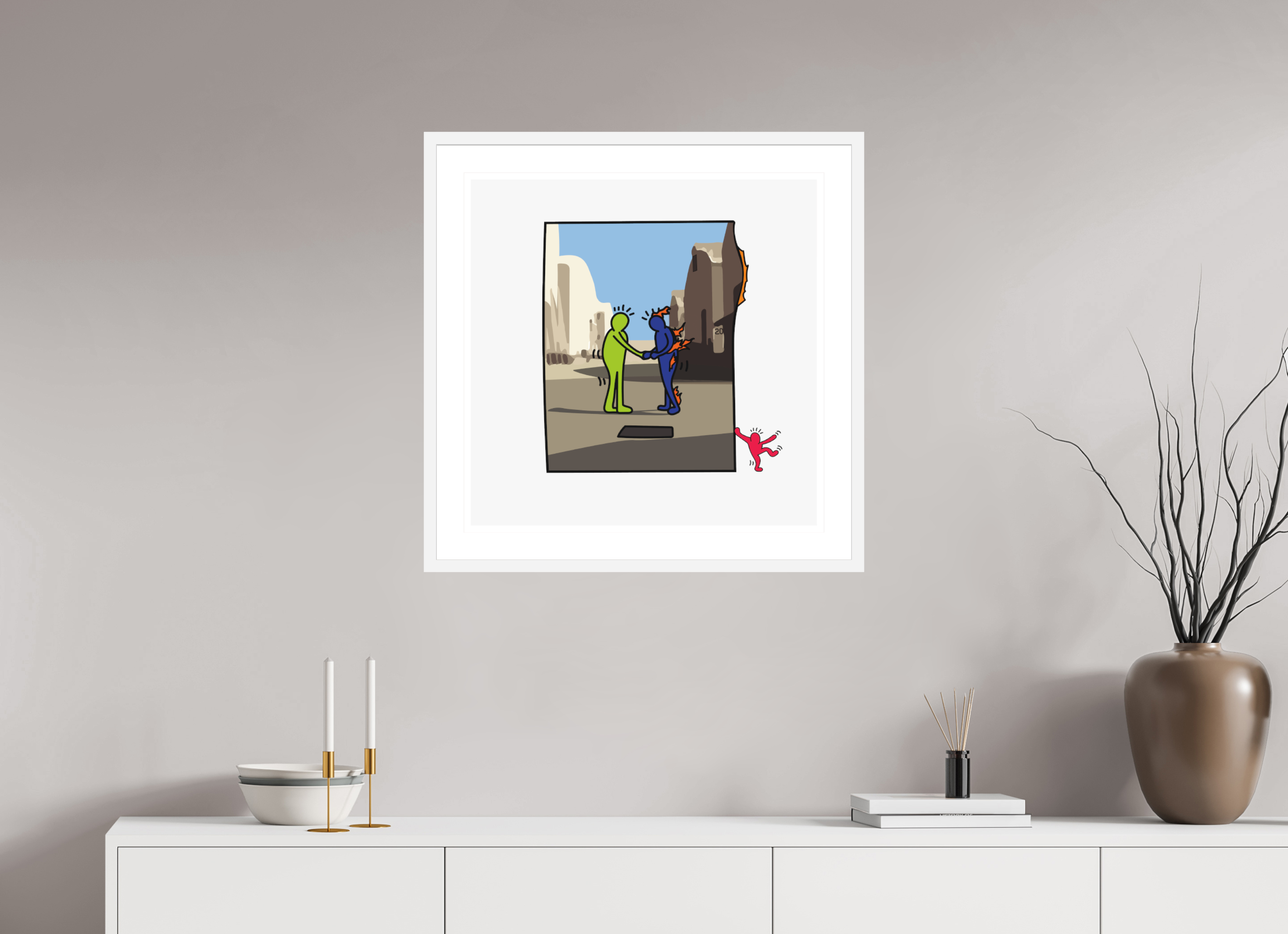 60 x 60 cm, FRAMED WHITE Wish You Were Here