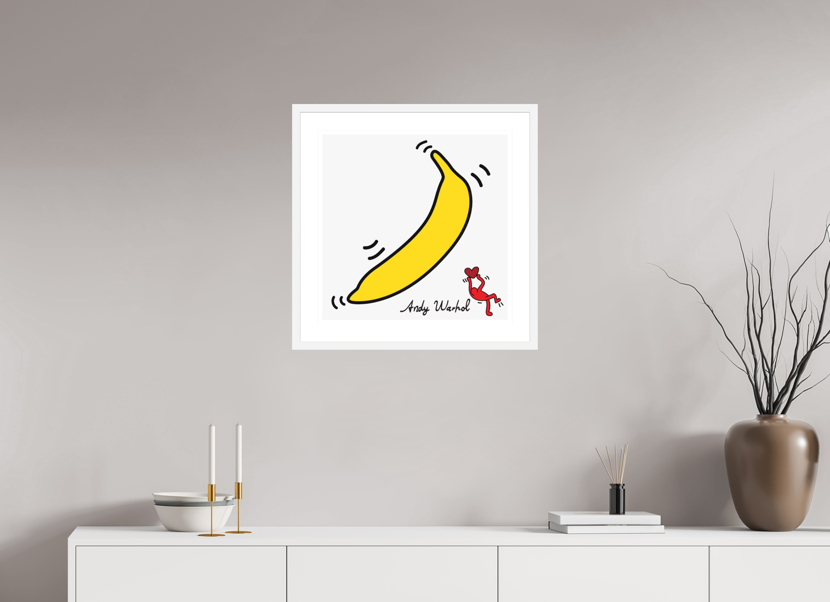 50 x 50 cm, FRAMED WHITE Warhol