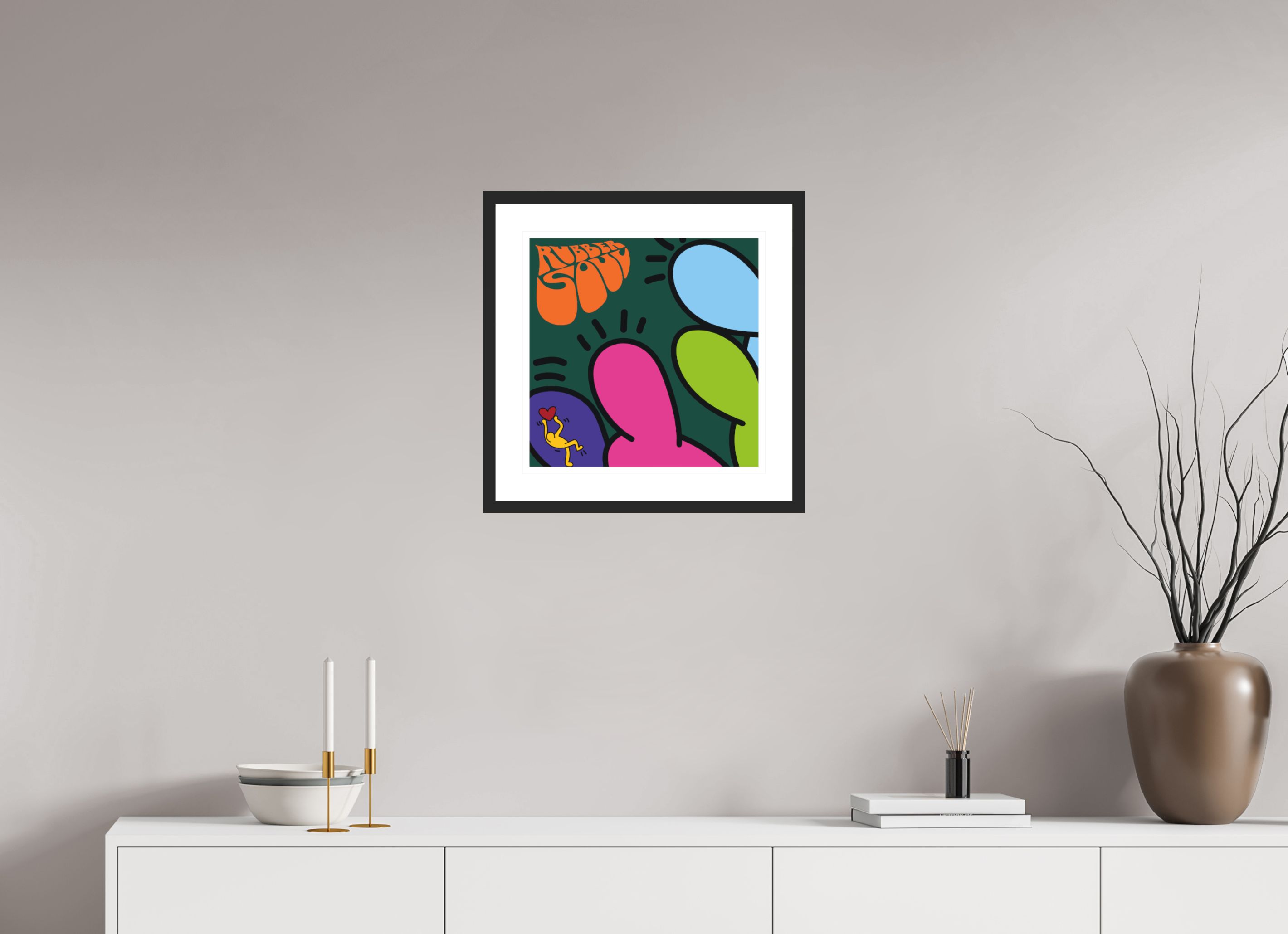 40 x 40 cm, FRAMED BLACK Rubber Sole