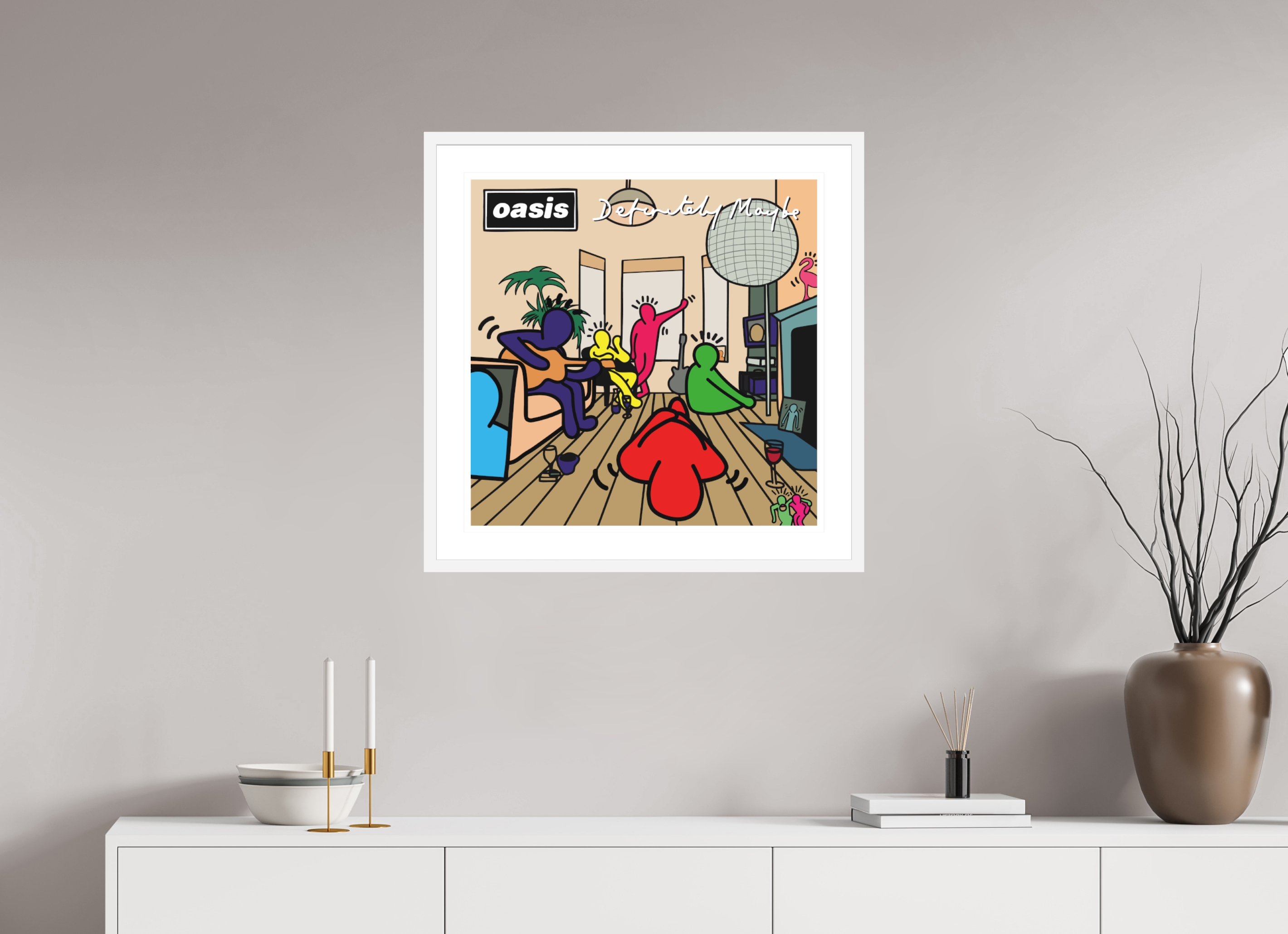 60 x 60 cm, FRAMED WHITE Definitely Maybe Keith