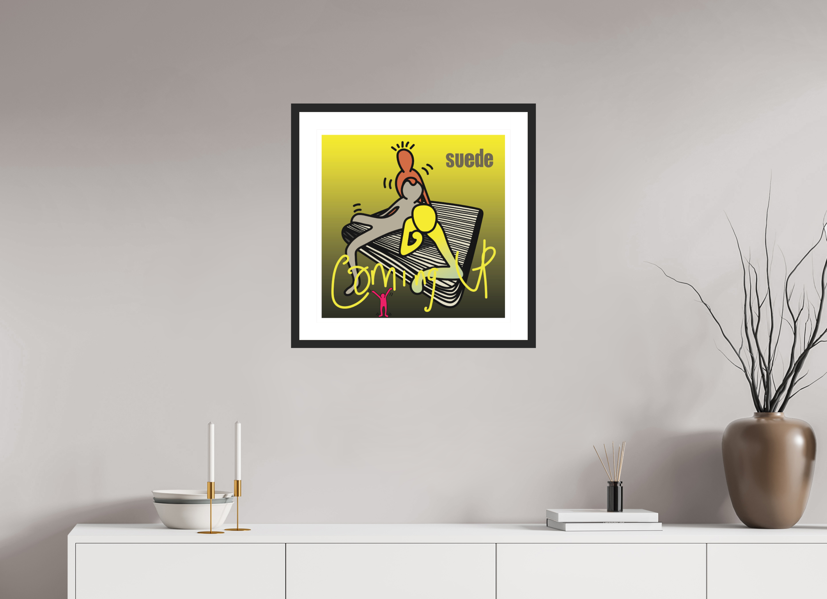 50 x 50 cm, FRAMED BLACK Suede