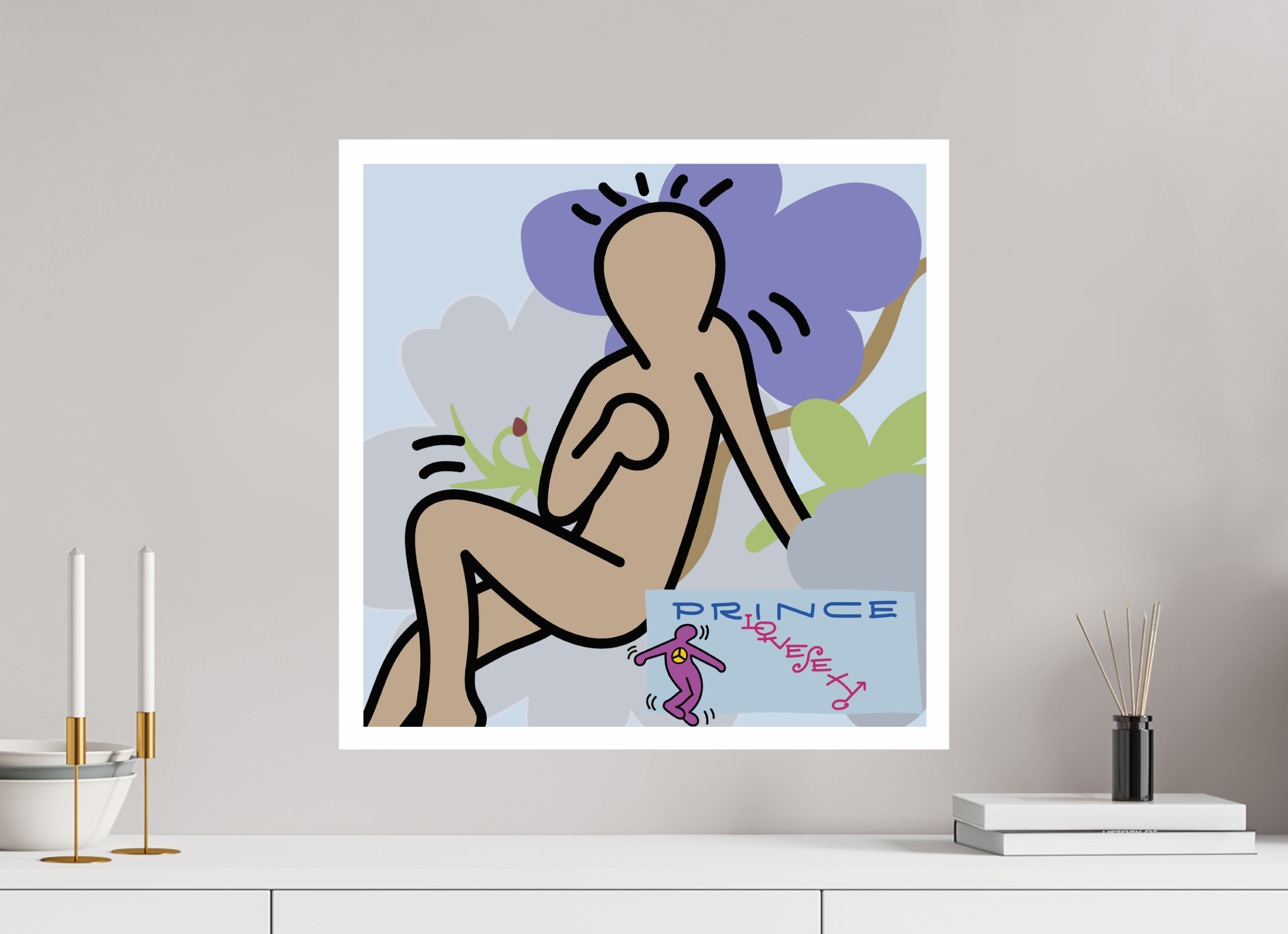 50 x 50 cm, UNFRAMED Prince Love Sexy