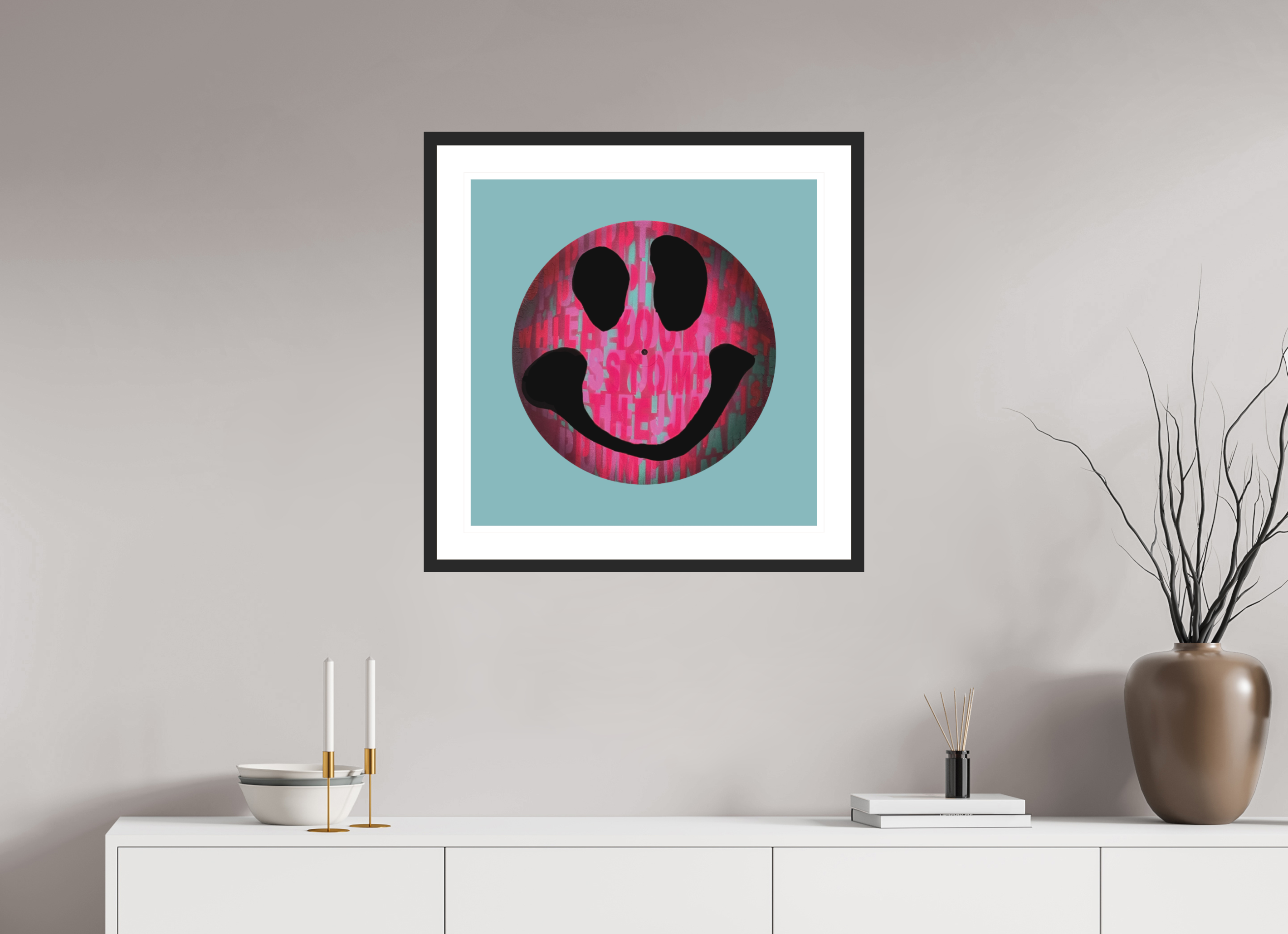 60 x 60 cm, FRAMED BLACK On the record 3 metallic print