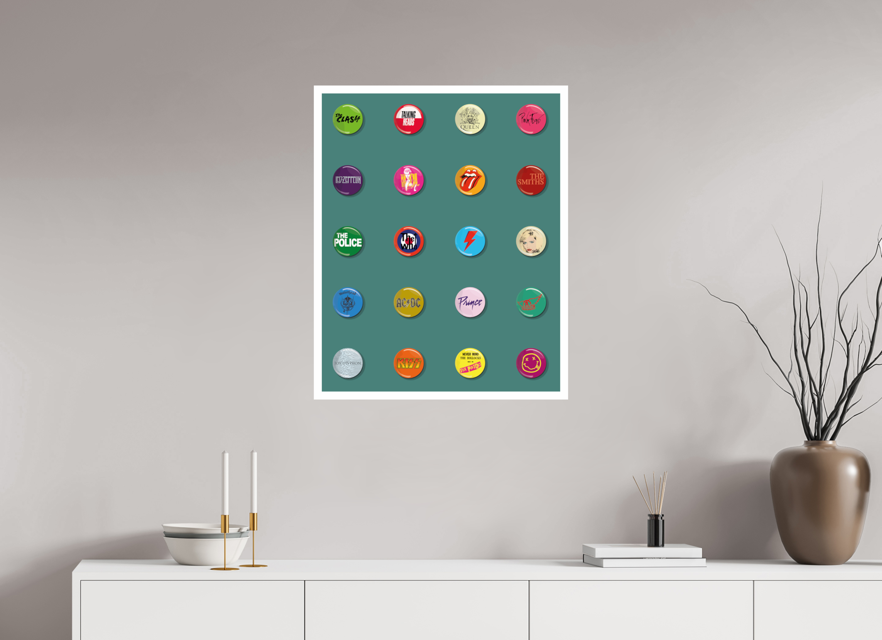 60 x 75 cm, UNFRAMED Badges of my life green