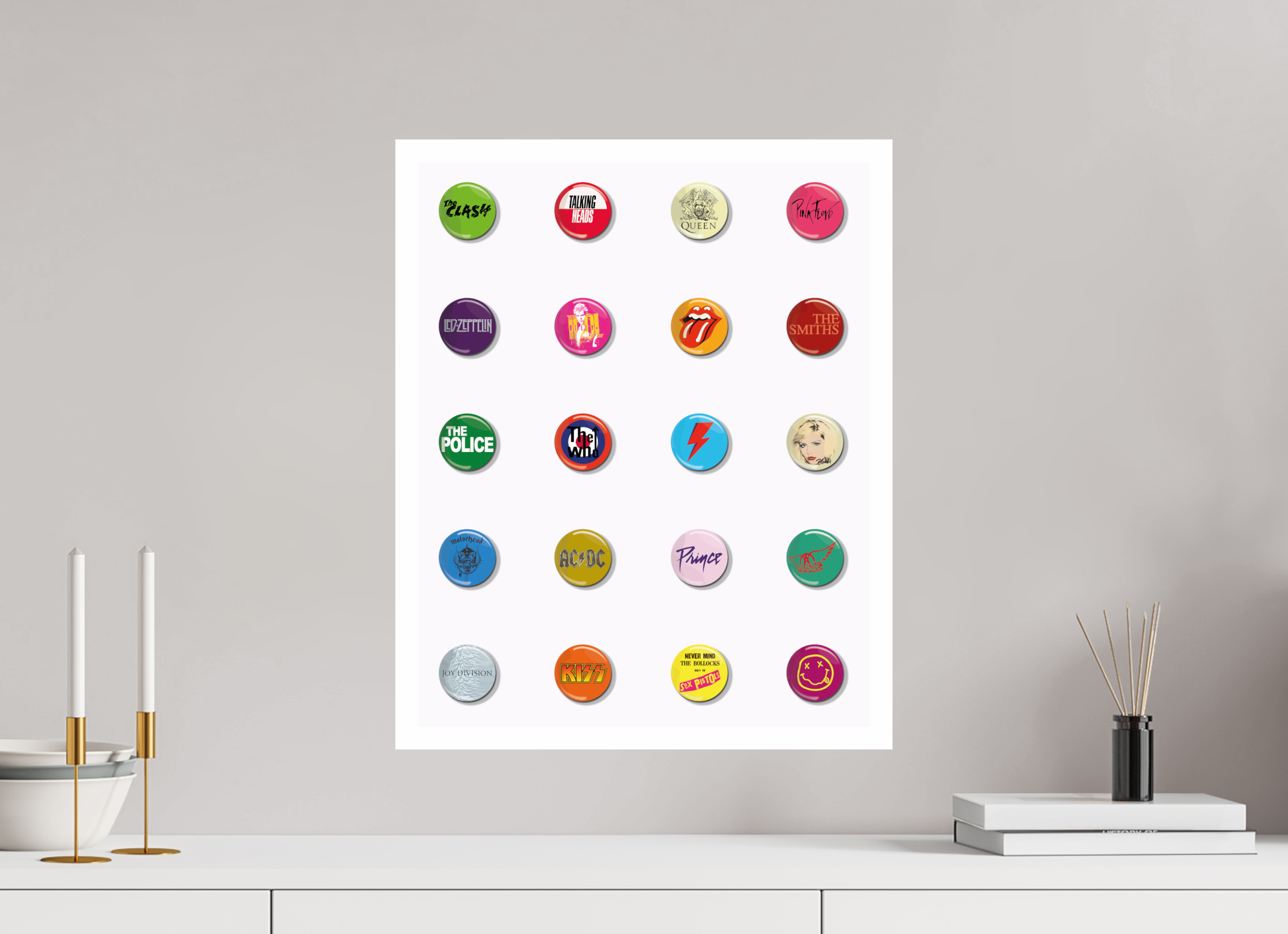 40 x 50 cm, UNFRAMED Badges of my life white