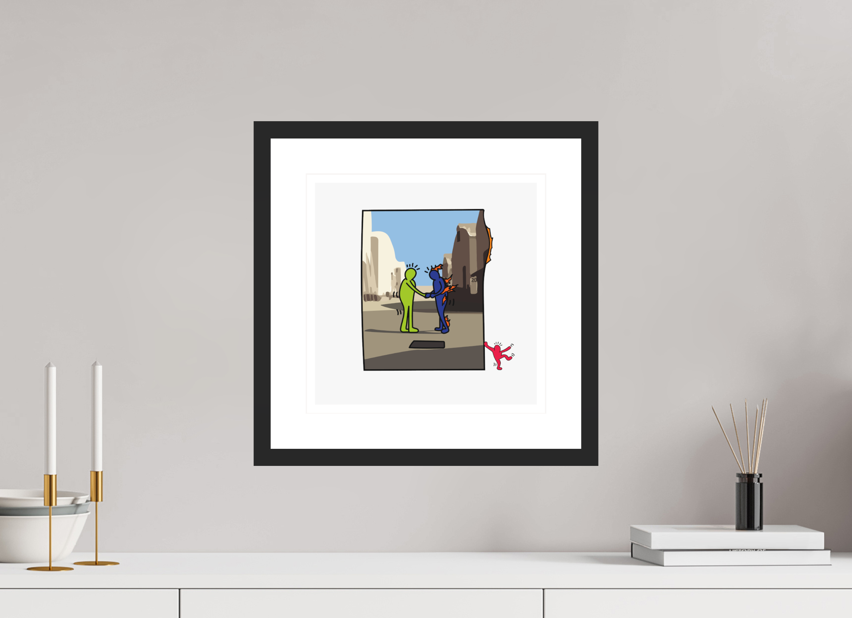 30 x 30 cm, FRAMED Wish you were here