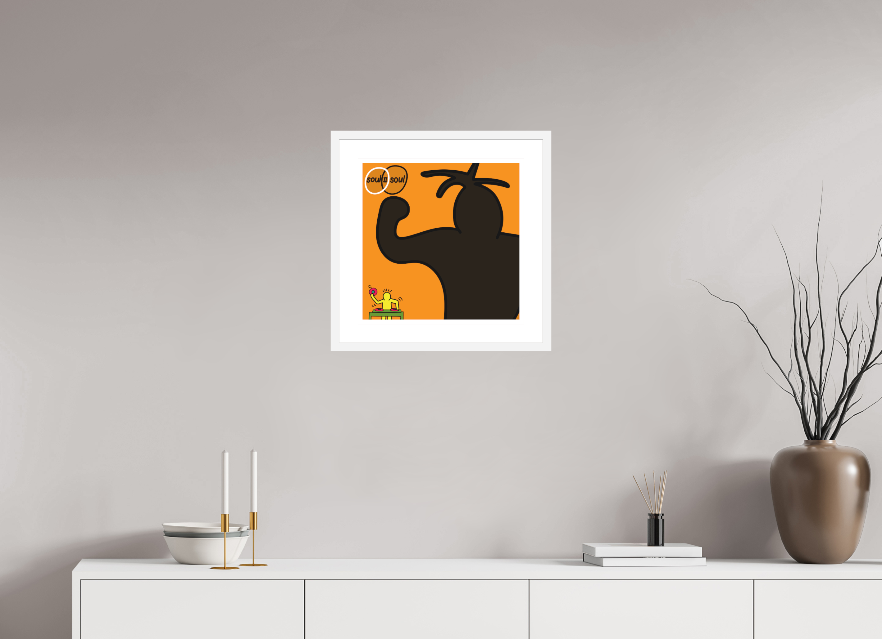 40 x 40 cm, FRAMED WHITE Soul II Soul