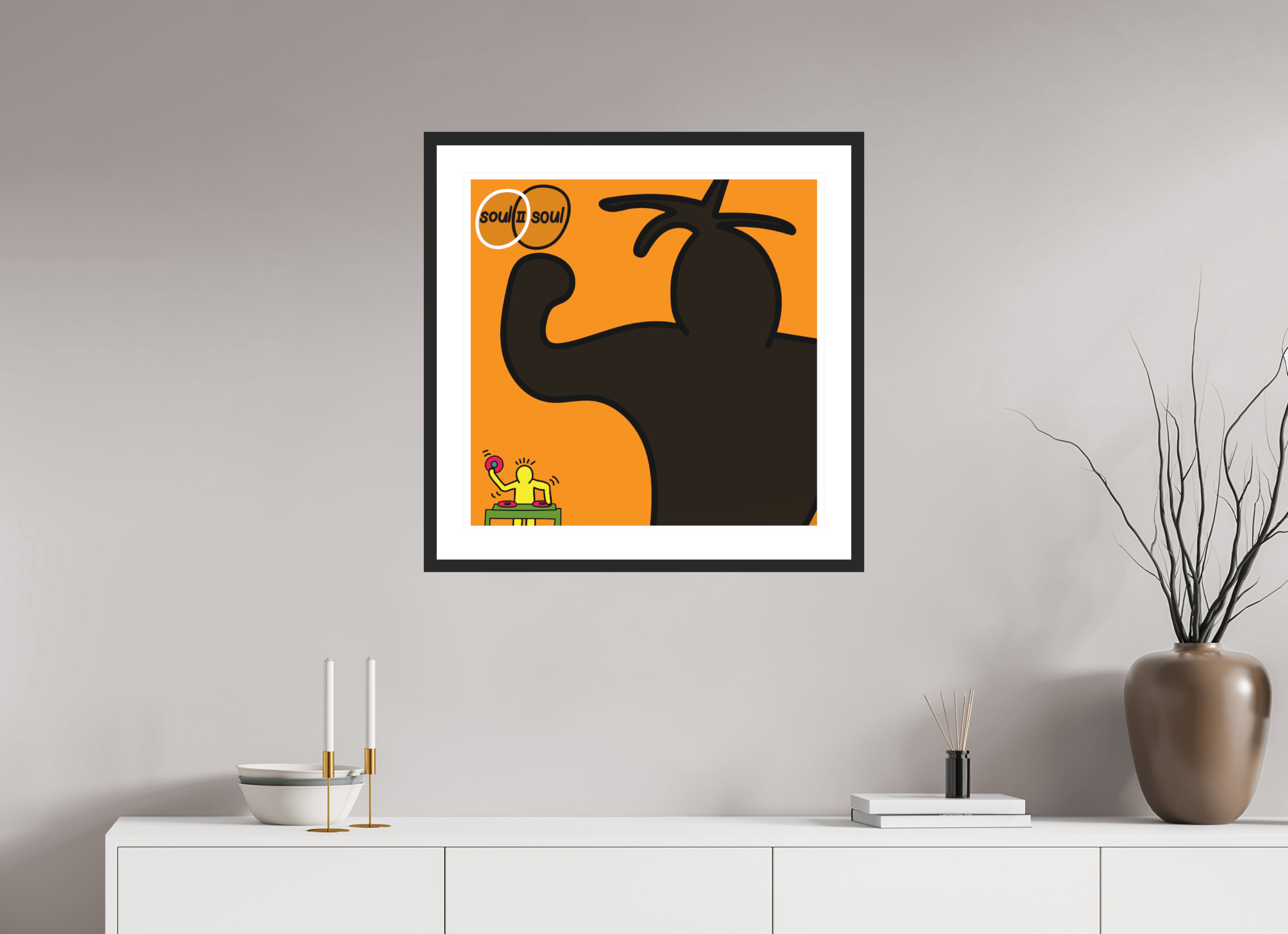 60 x 60 cm, FRAMED BLACK Soul II Soul