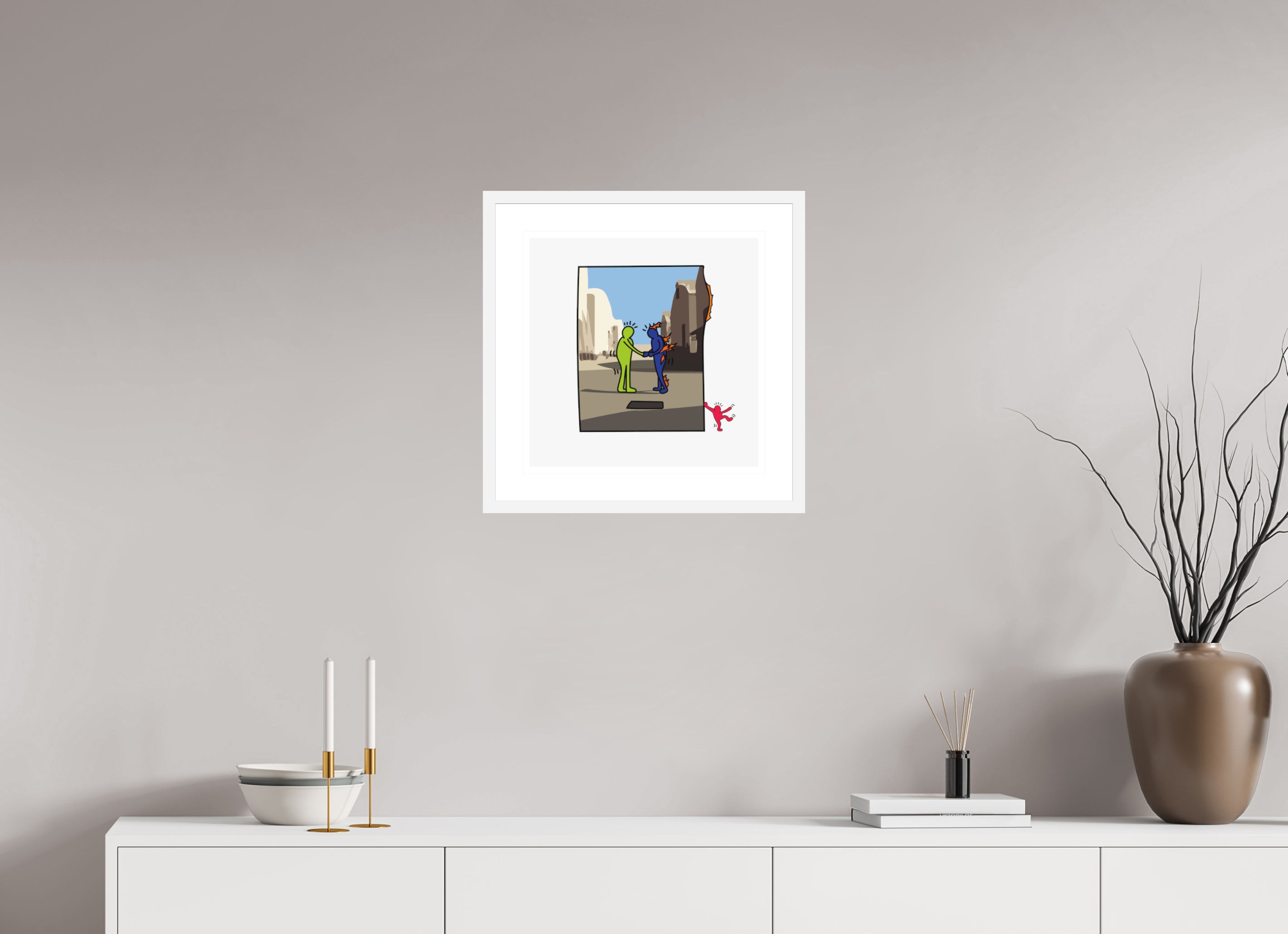 40 x 40 cm, FRAMED WHITE Wish You Were Here