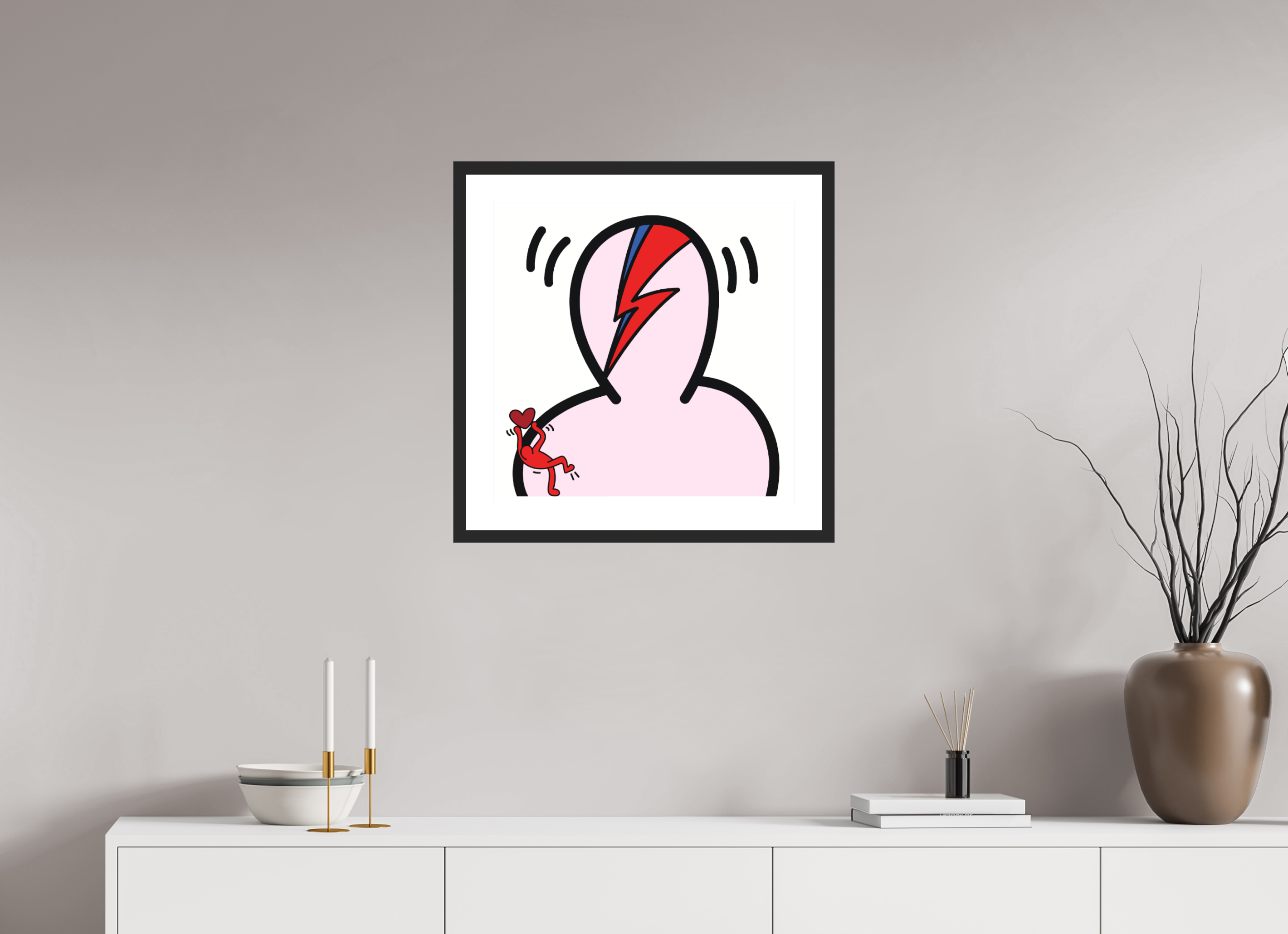 50 x 50 cm, FRAMED BLACK Bowie