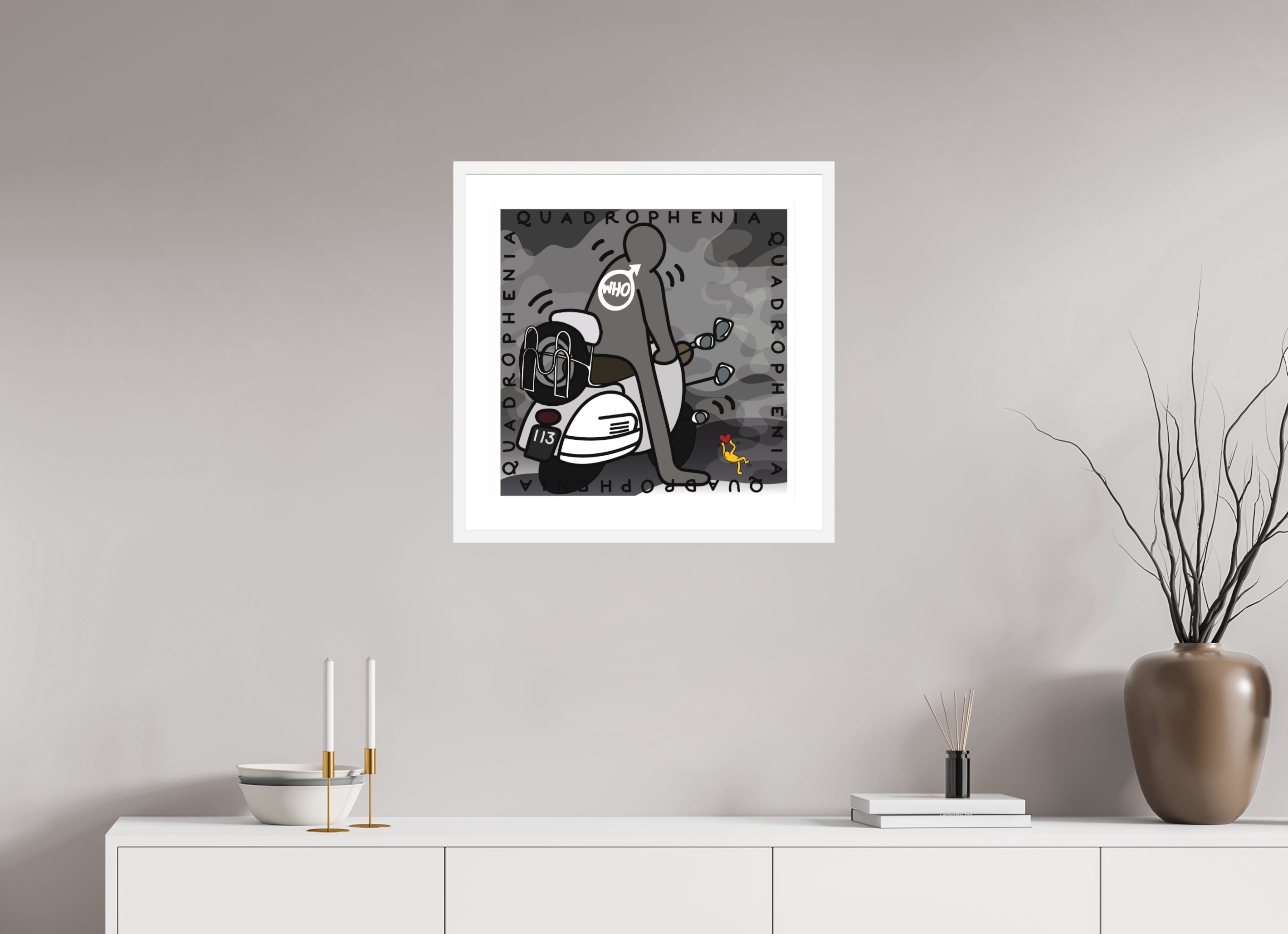 50 x 50 cm, FRAMED WHITE Quadrophenia
