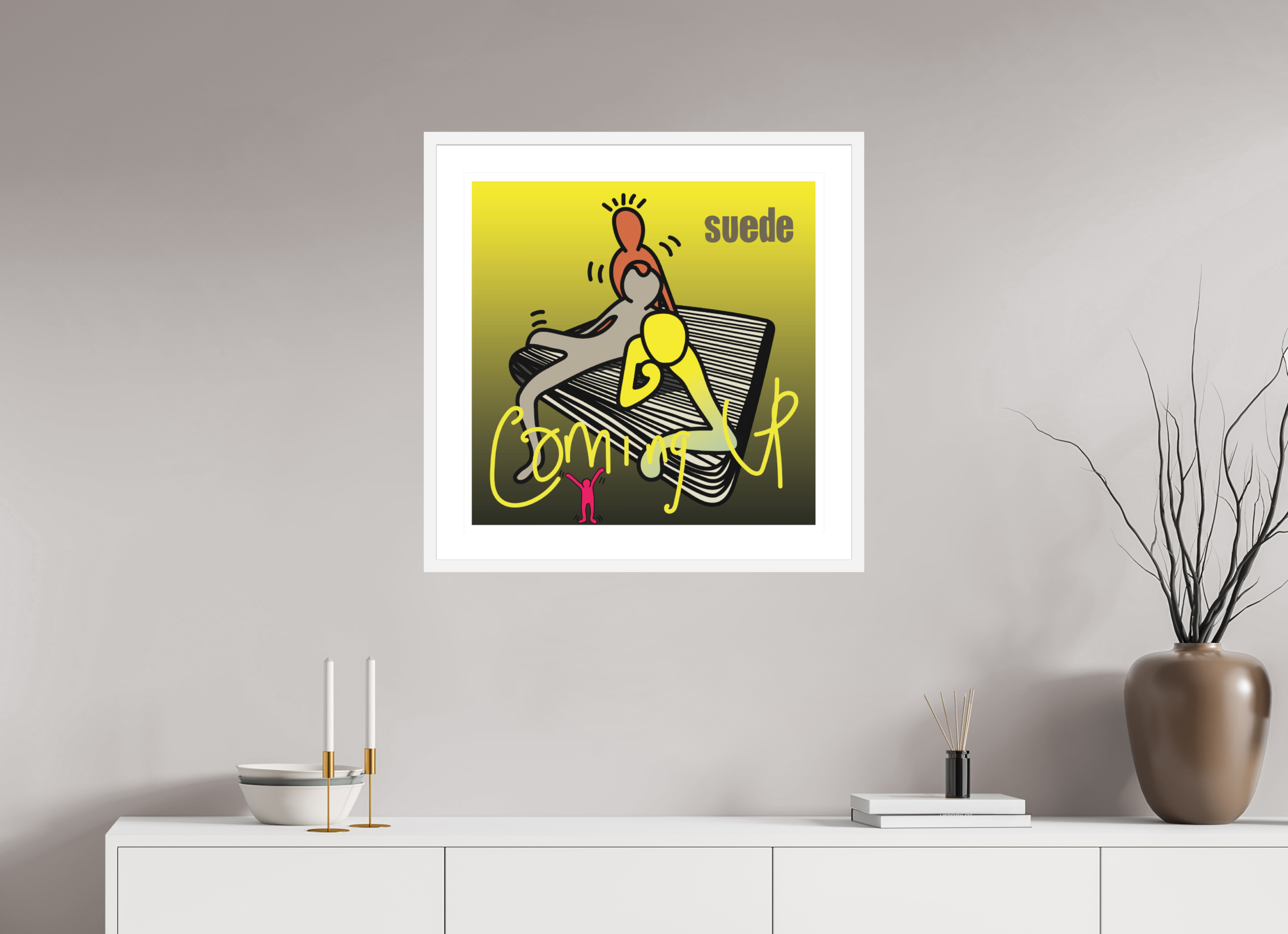 60 x 60 cm, FRAMED WHITE Suede